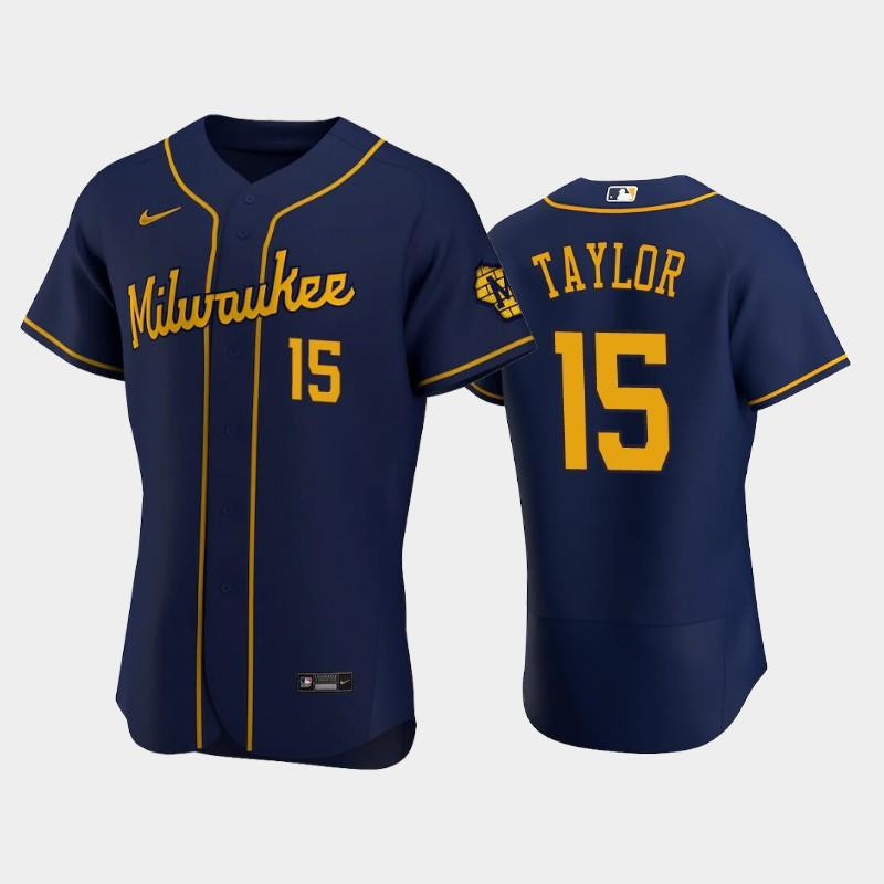 Milwaukee Brewers 15 Tyrone Taylor Alternate Team Navy Baseball Jersey Baseball Jersey 