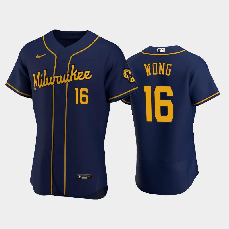 Milwaukee Brewers 16 Kolten Wong Alternate Team Navy Jersey Jersey 