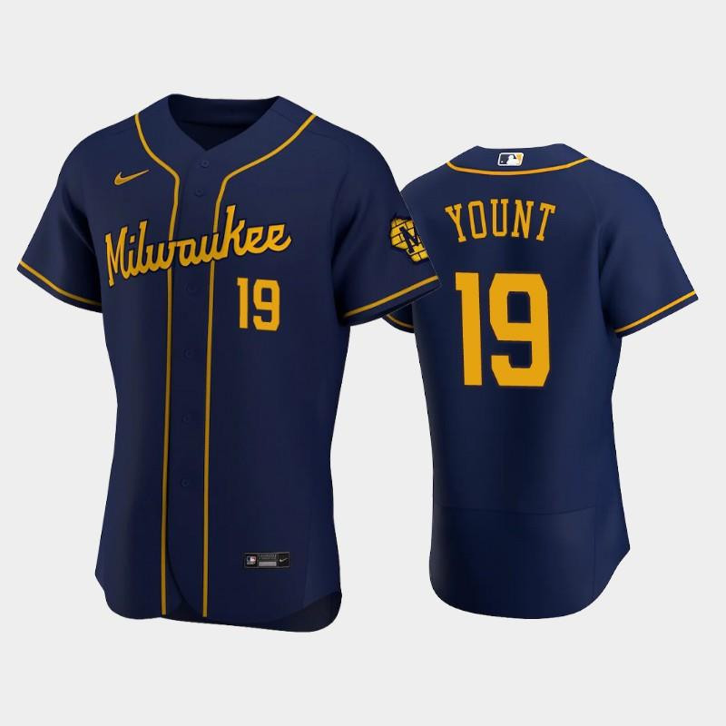 Milwaukee Brewers 19 Robin Yount Alternate Team Navy Jersey Jersey 