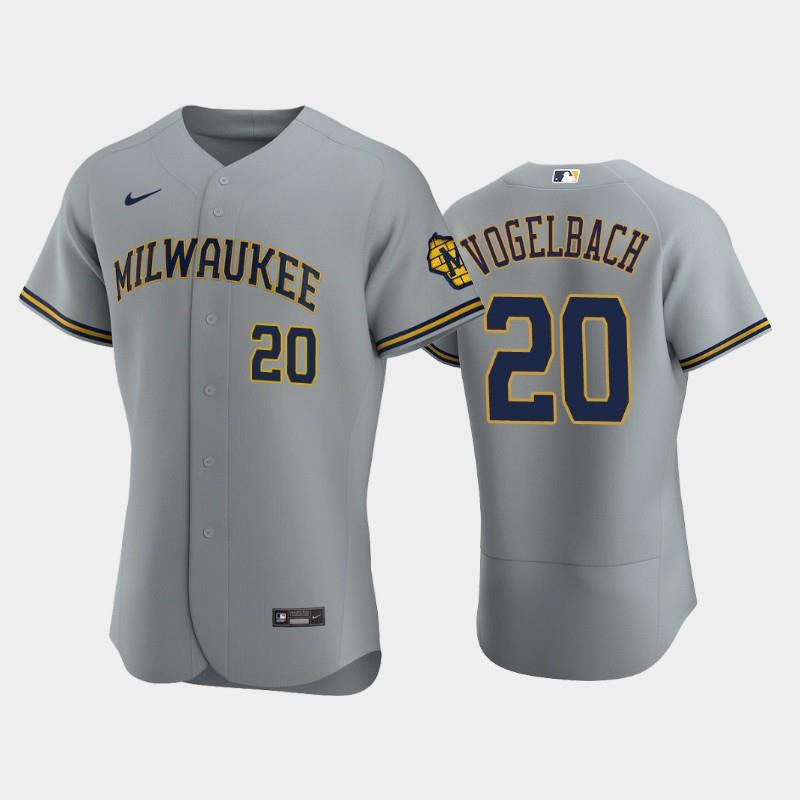 Milwaukee Brewers 20 Daniel Vogelbach Road Team Gray Baseball Jersey Baseball Jersey 