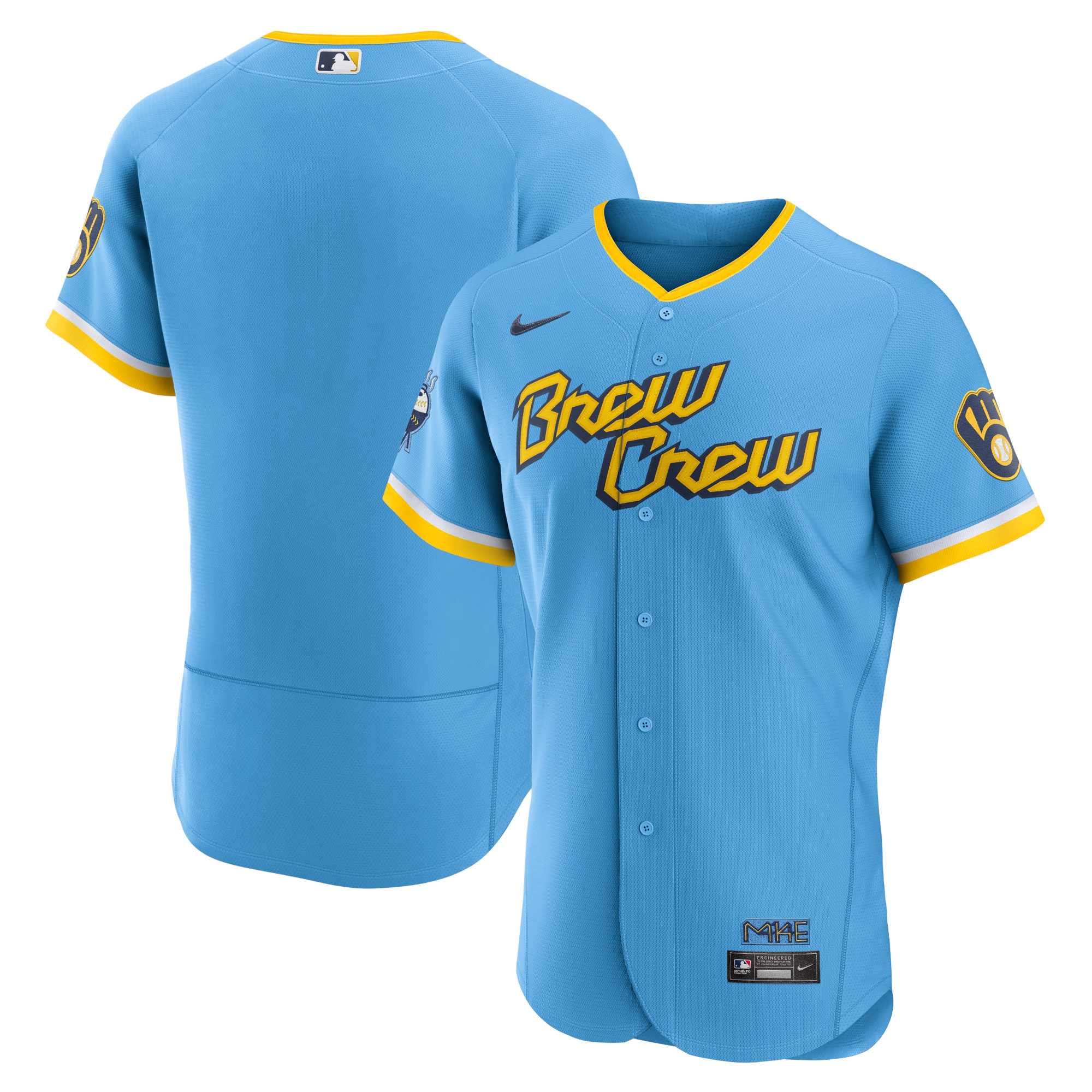 Milwaukee Brewers 2022 City Connect Authentic Team Baseball Jersey - Powder Blue