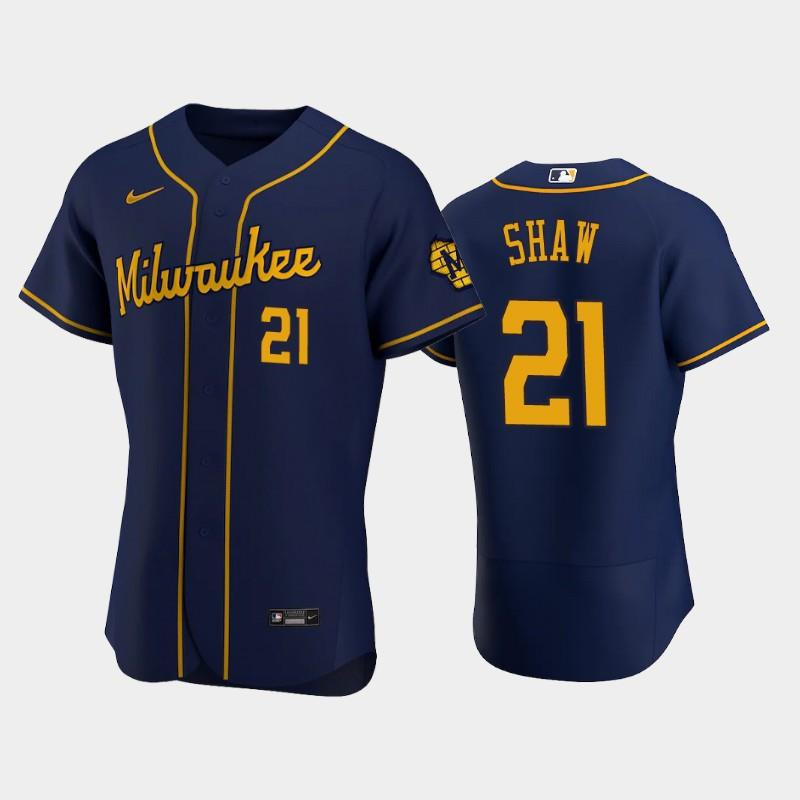 Milwaukee Brewers 21 Travis Shaw Alternate Team Navy Baseball Jersey Baseball Jersey 