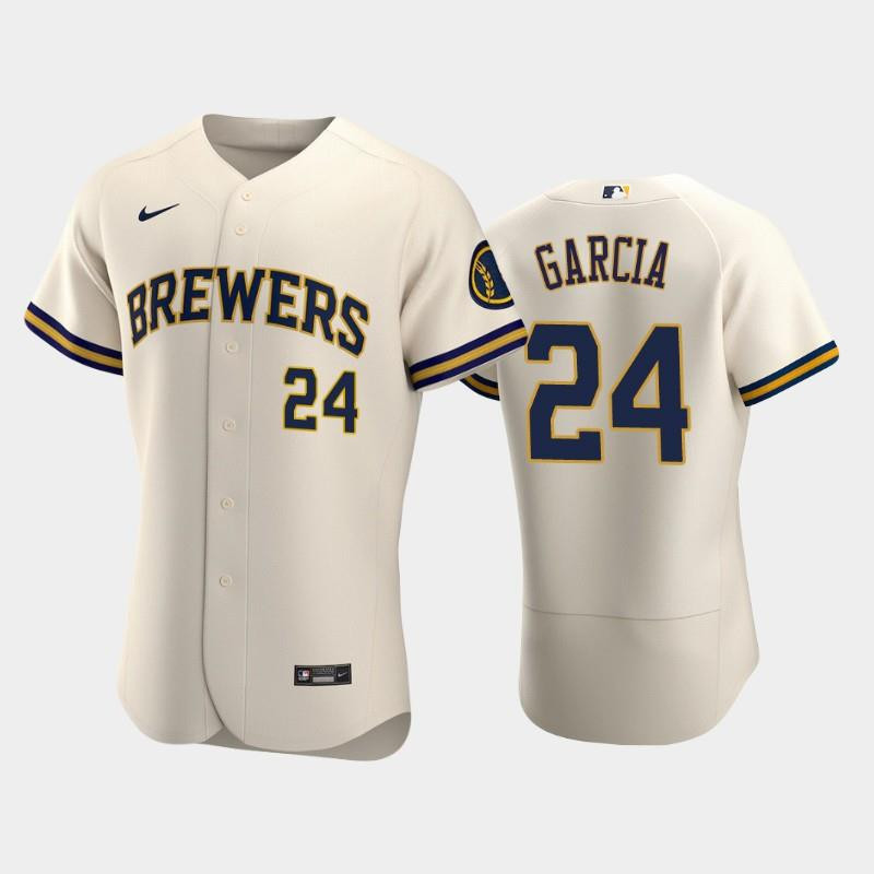 Milwaukee Brewers 24 Avisail Garcia Home Team Cream Baseball Jersey Baseball Jersey 