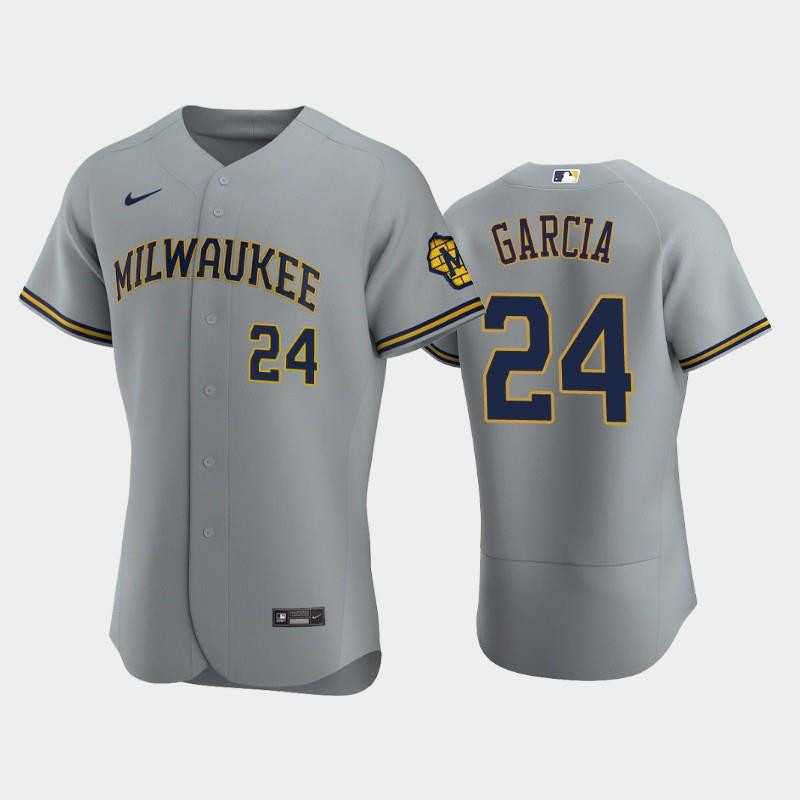 Milwaukee Brewers 24 Avisail Garcia Road Team Gray Baseball Jersey Baseball Jersey 