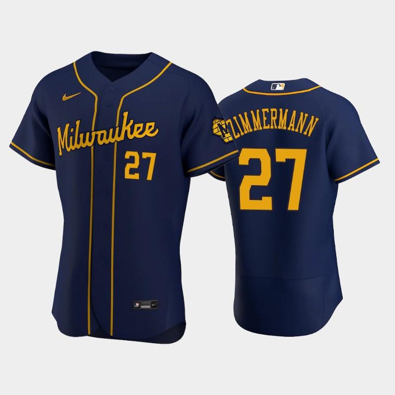 Milwaukee Brewers 27 Jordan Zimmermann Alternate Team Navy Baseball Jersey Baseball Jersey 