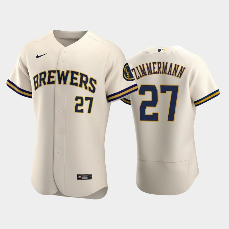 Milwaukee Brewers 27 Jordan Zimmermann Home Team Cream Baseball Jersey Baseball Jersey 