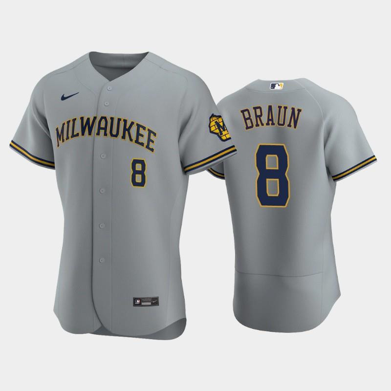 Milwaukee Brewers 8 Ryan Braun Road Team Gray Baseball Jersey Baseball Jersey 