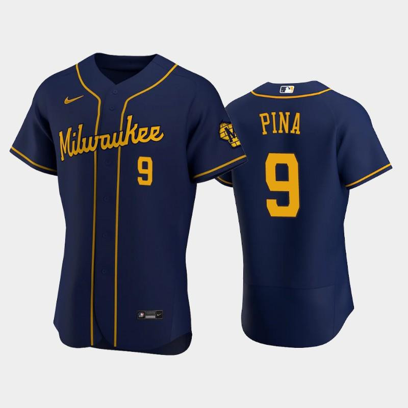 Milwaukee Brewers 9 Manny Pina Alternate Team Navy Baseball Jersey Baseball Jersey 