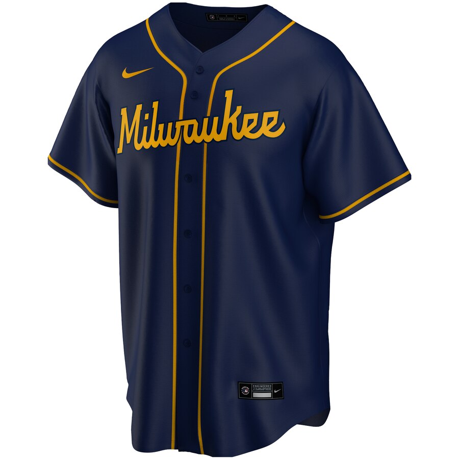 Alternative view of Milwaukee Brewers Alternate 2020 Replica Team Baseball Jersey ÃƒÂ¢Ã¢â€šÂ¬Ã¢â‚¬Å“ Navy