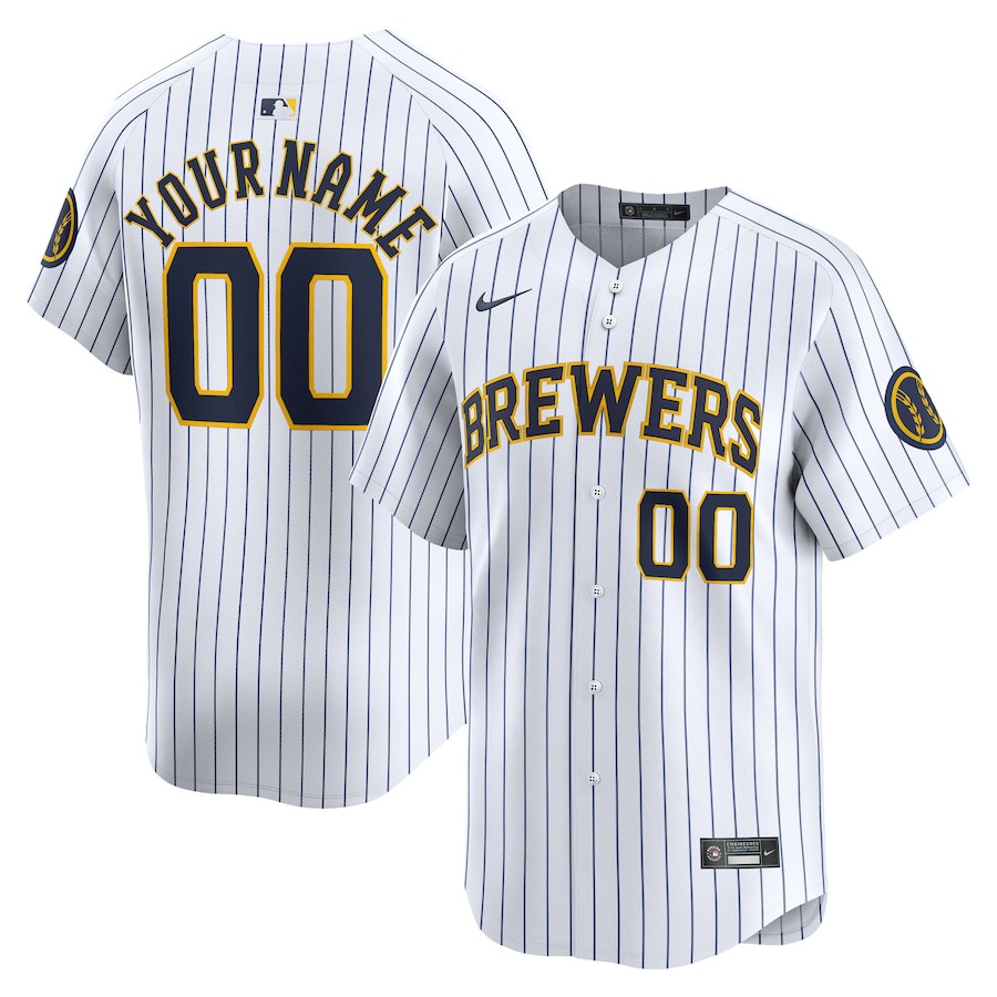 Milwaukee Brewers Alternate Limited Custom Men Baseball Jersey - White 
