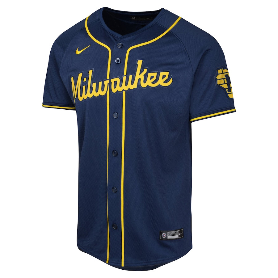 Alternative view of Milwaukee Brewers Alternate Limited YOUTH Jersey - Navy 