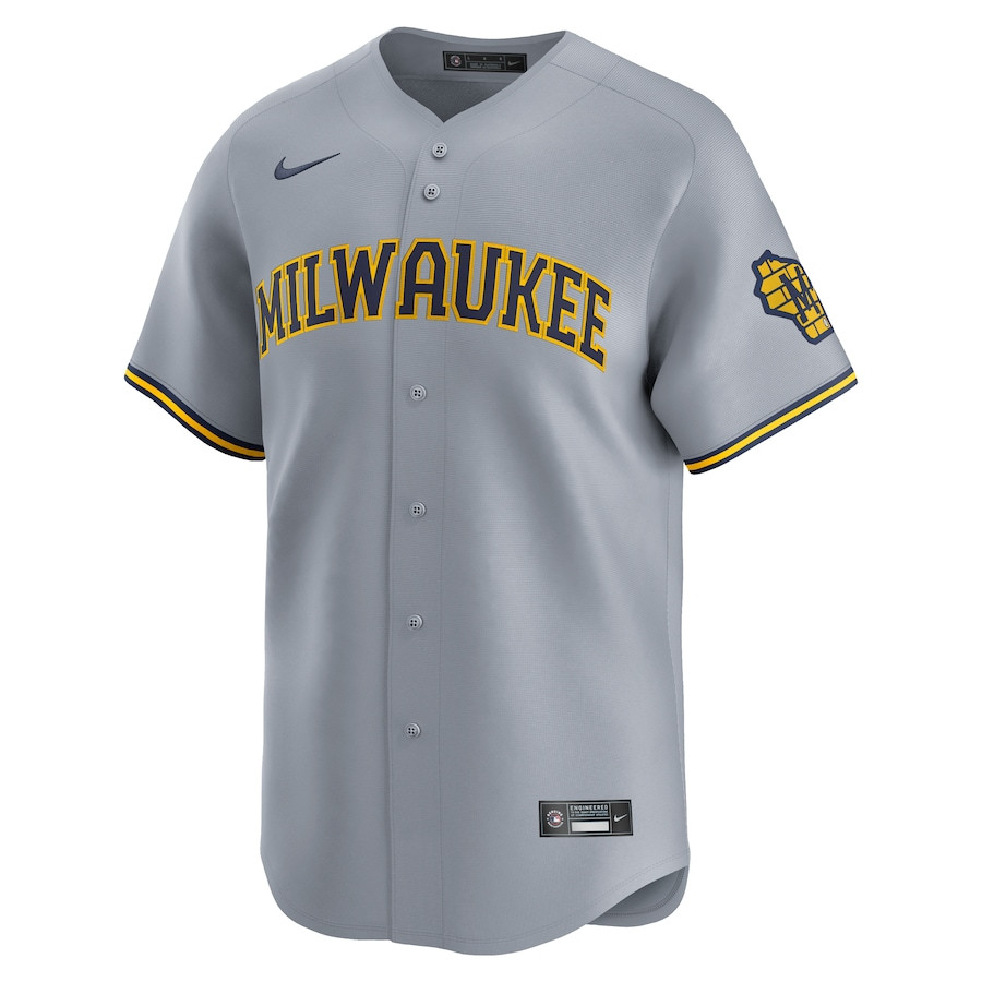 Alternative view of Milwaukee Brewers Away Limited Men Jersey - Gray 