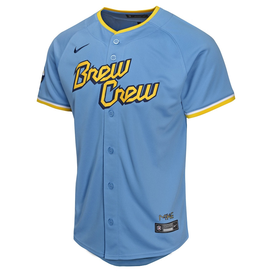 Alternative view of Milwaukee Brewers City Connect Limited YOUTH Jersey - Powder Blue 
