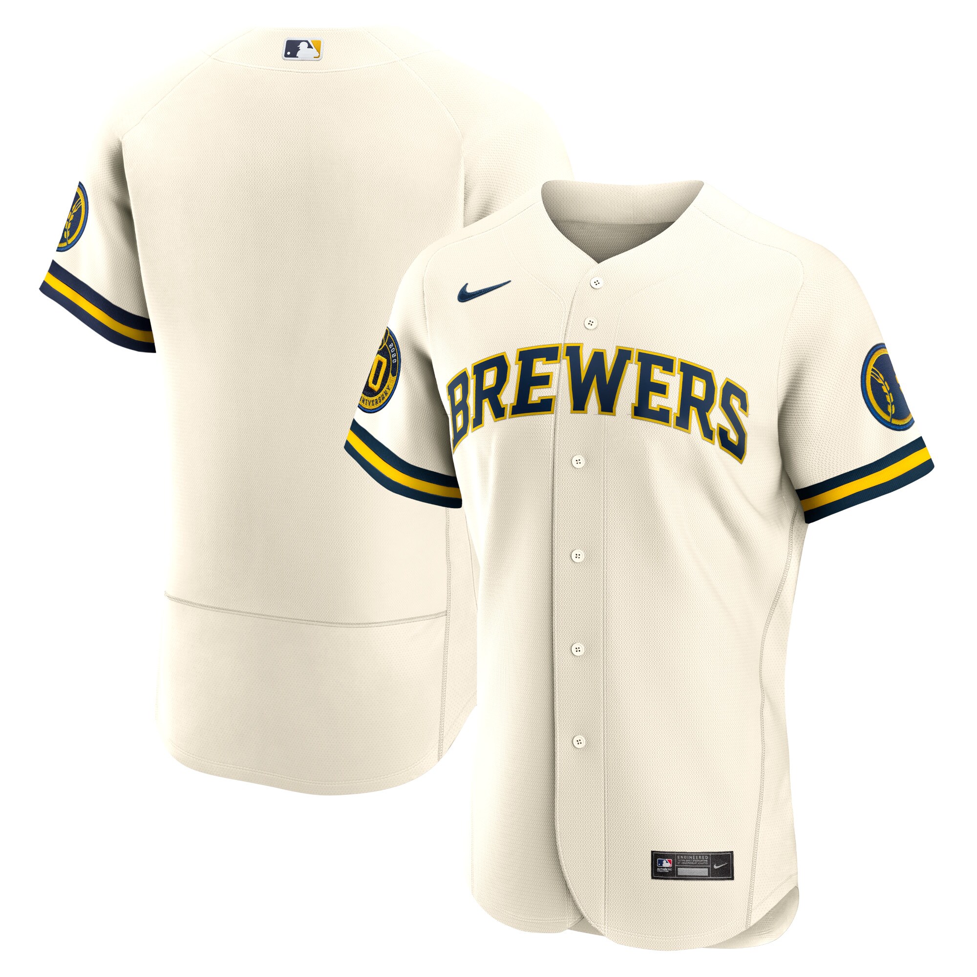 Alternative view of Milwaukee Brewers Home Authentic Team Jersey – Cream