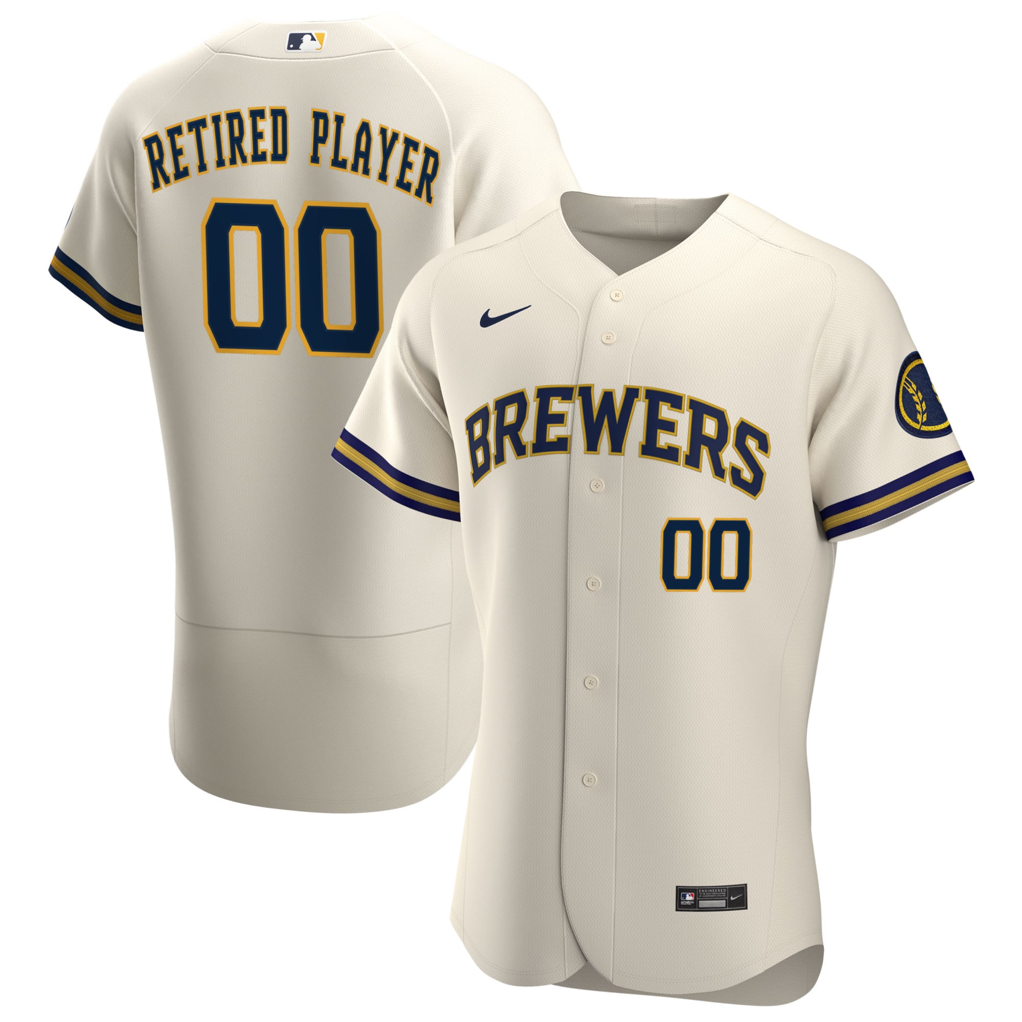 Milwaukee Brewers Home Pick-a-player Retired Roster Authentic Baseball Jersey - Cream
