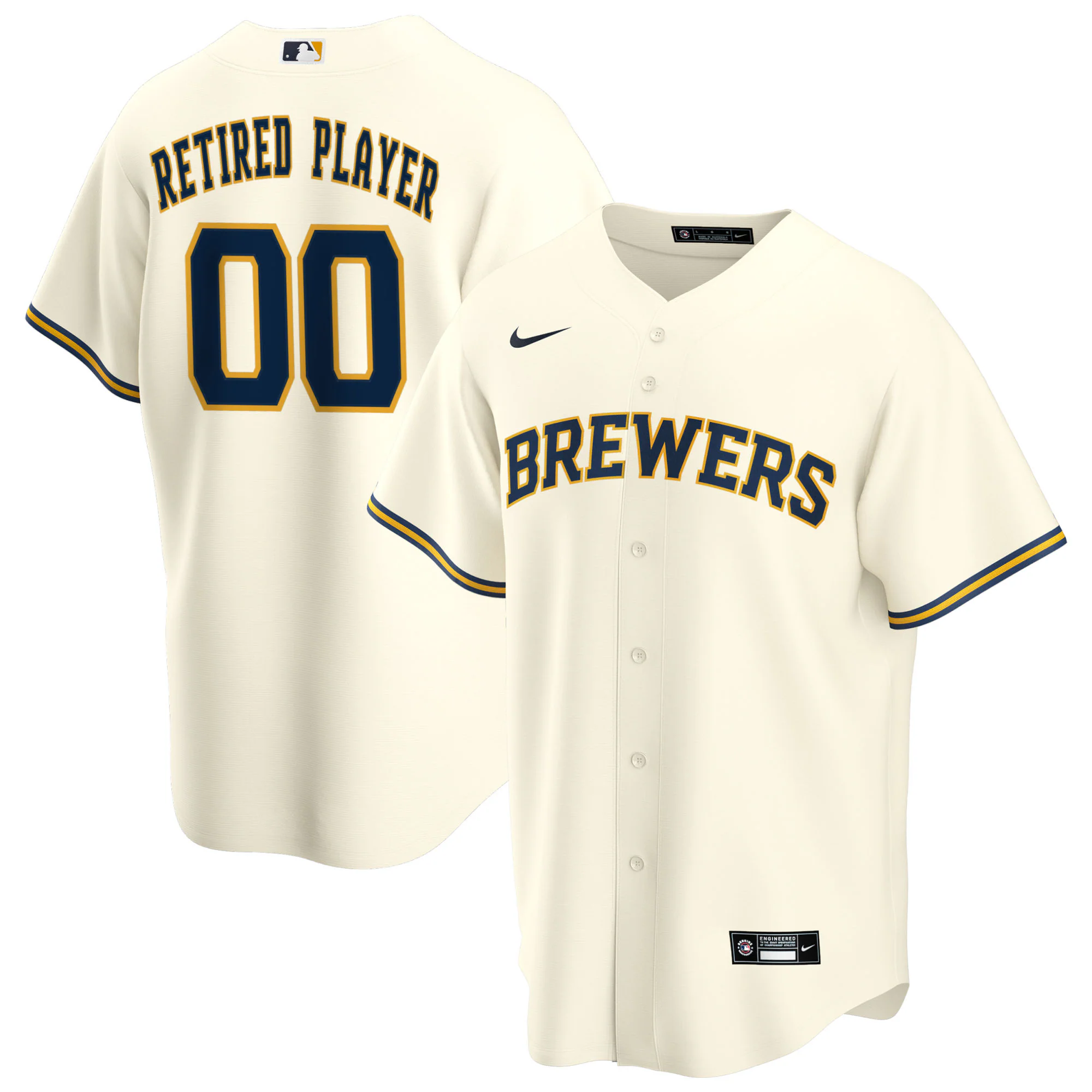 Alternative view of Milwaukee Brewers Home Pick-a-player Retired Roster Replica Baseball Jersey – Cream