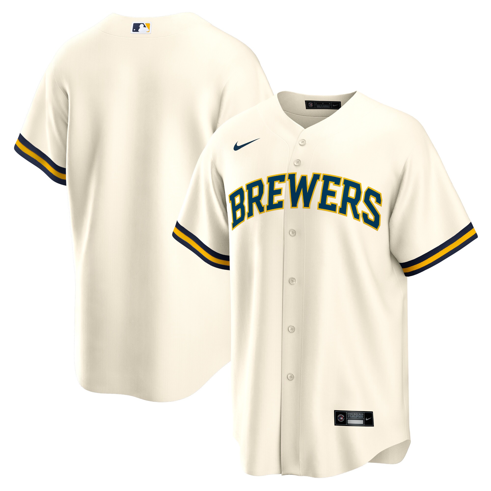 Milwaukee Brewers Home Replica Team Baseball Jersey - Cream