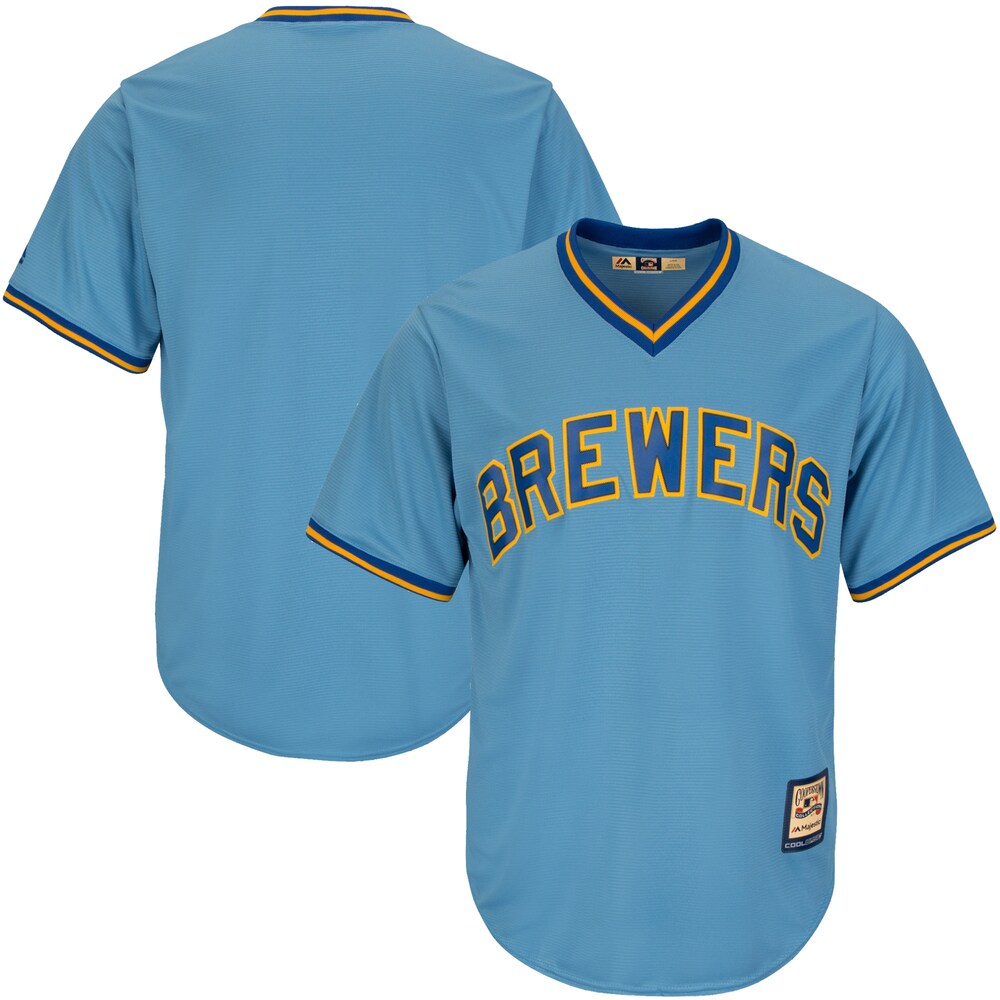 Milwaukee Brewers Majestic Cooperstown Collection Cool Base Baseball Jersey - Light Blue