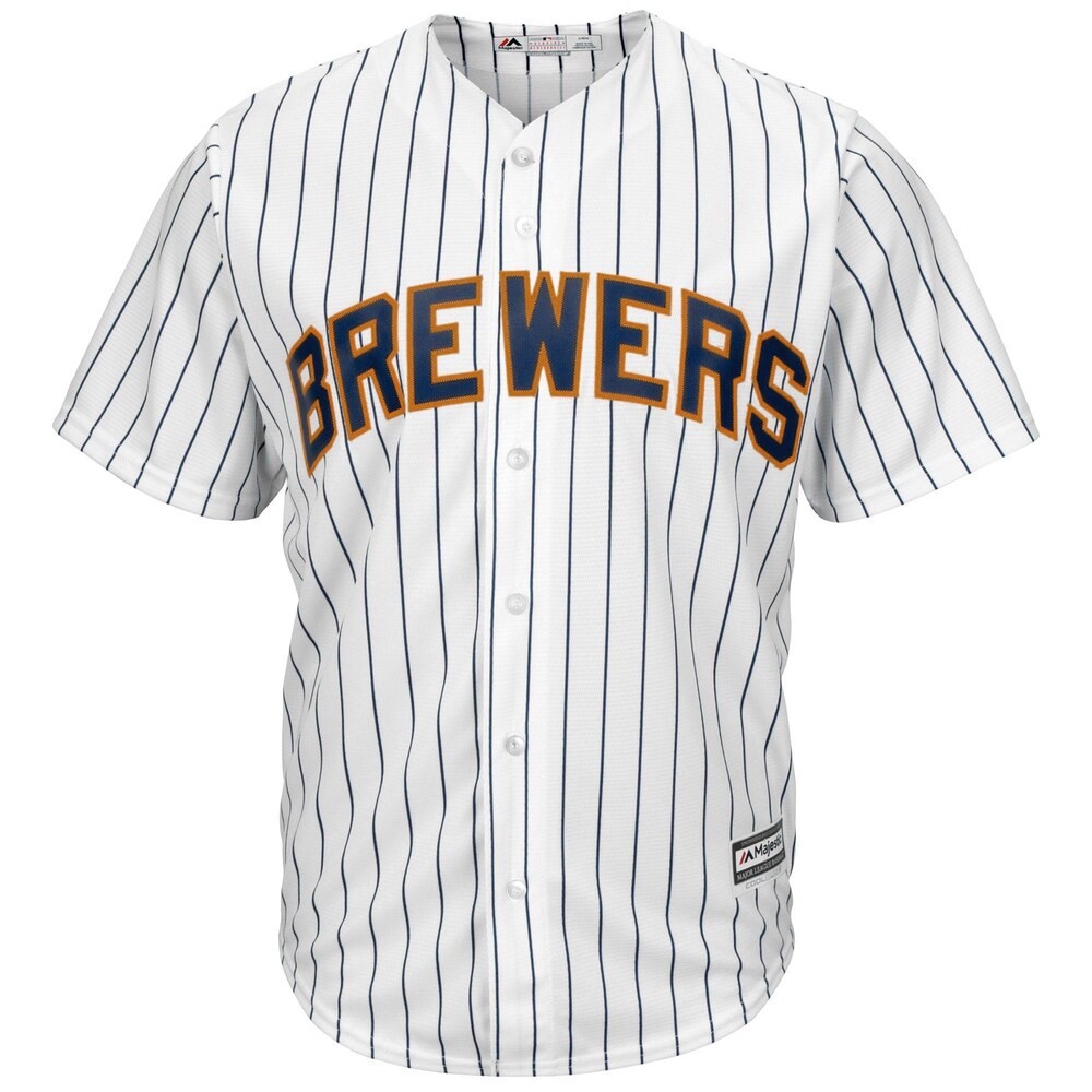 Milwaukee Brewers Majestic Official Cool Base Baseball Jersey - White - Color
