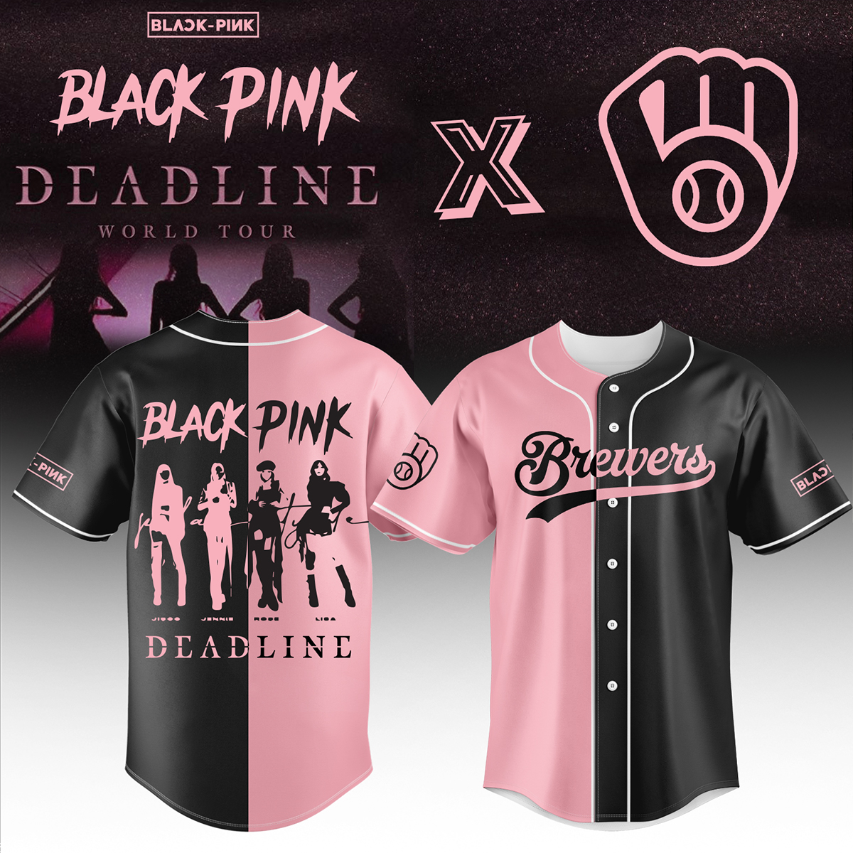 Milwaukee Brewers Mlb X Blackpink Custom Baseball Jersey