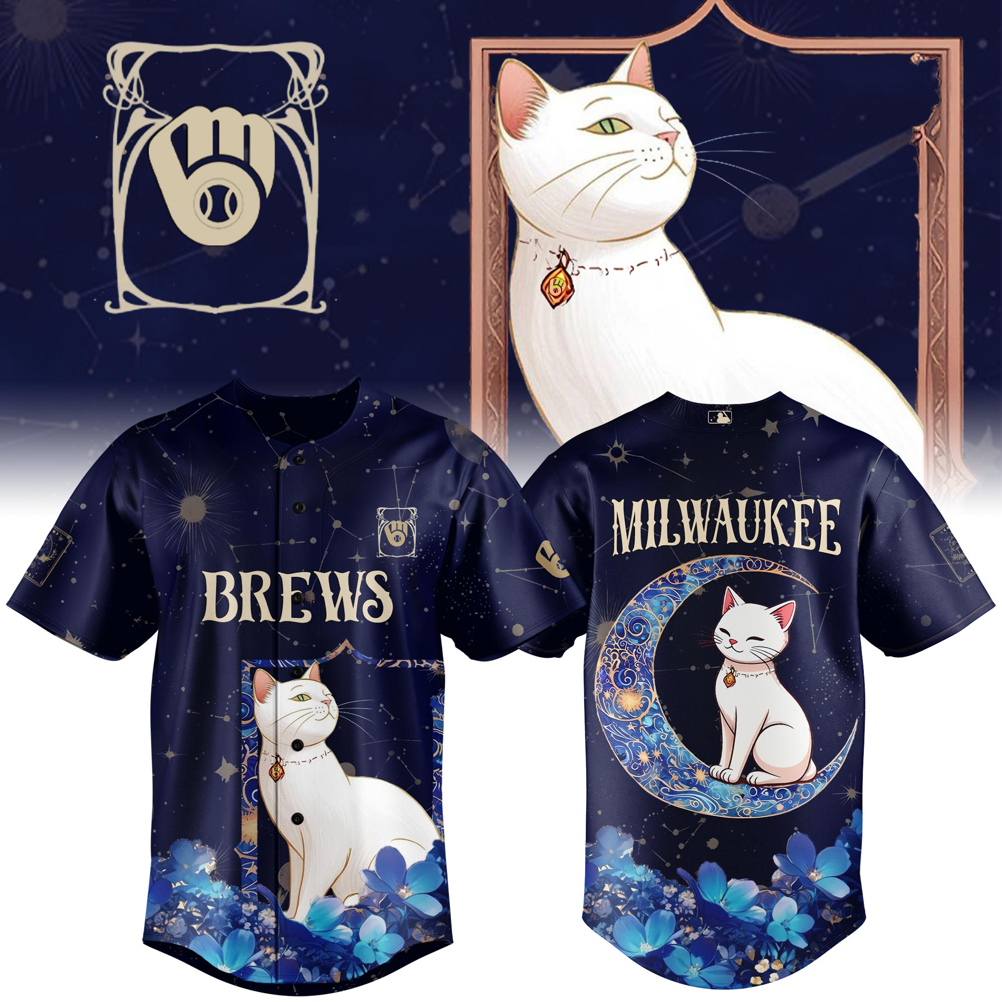 Milwaukee Brewers Mlb X Cat Tarot Custom Baseball Jersey
