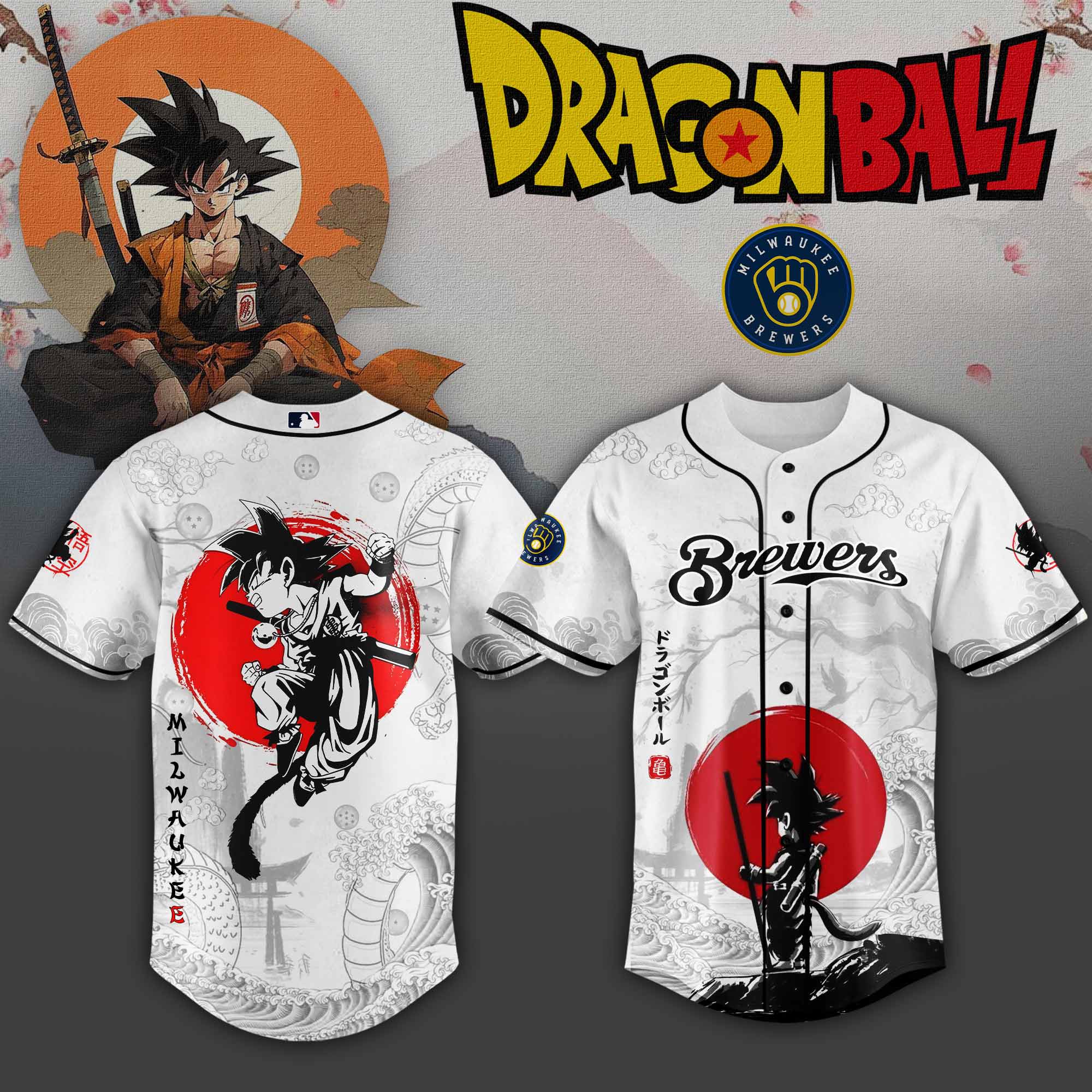 Milwaukee Brewers Mlb X Dragon Ball Super Saiyan Custom Baseball Jersey Collection
