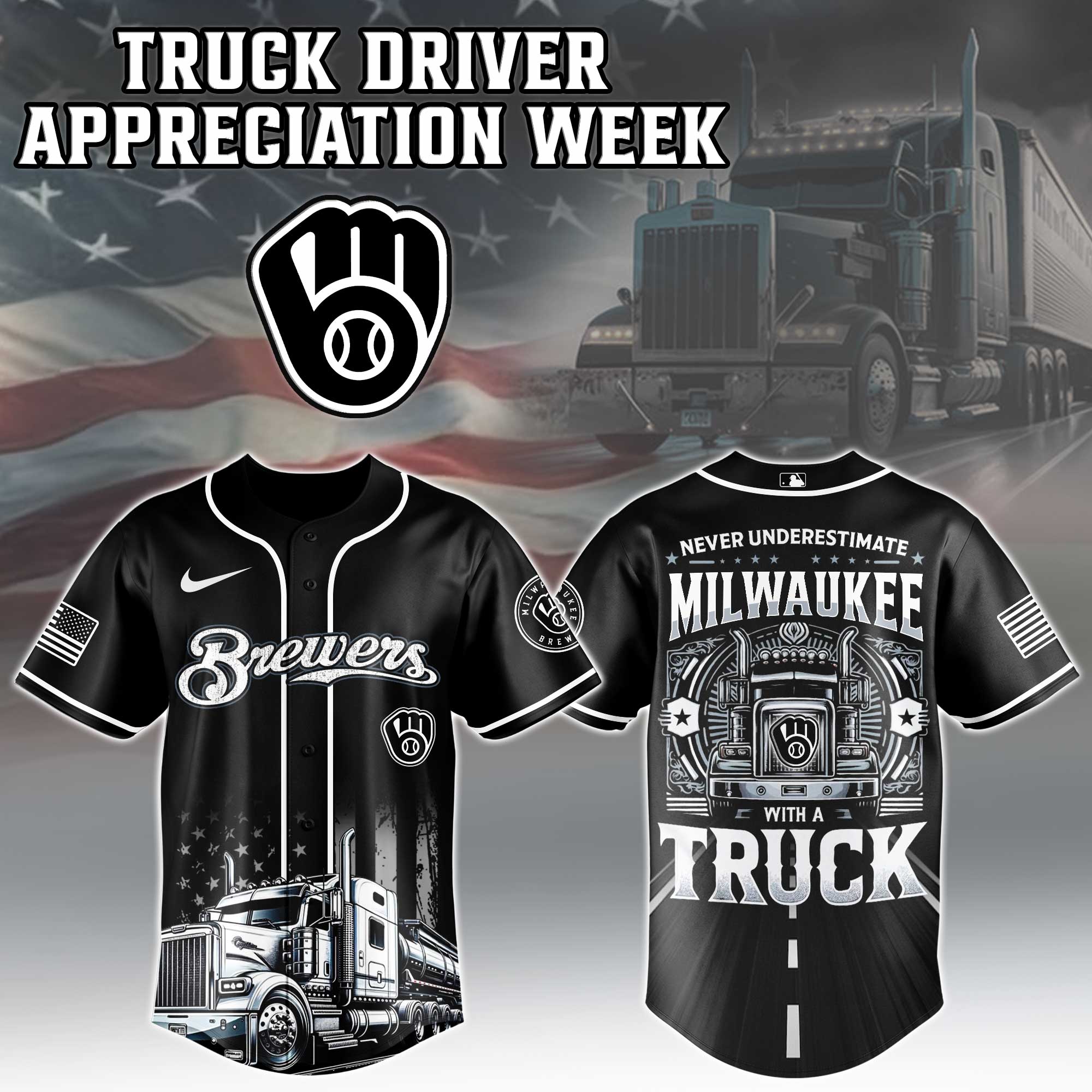 Milwaukee Brewers Mlb X Nation Truck Driver Appreciation Week Limited Edition Custom Baseball Jersey 2025