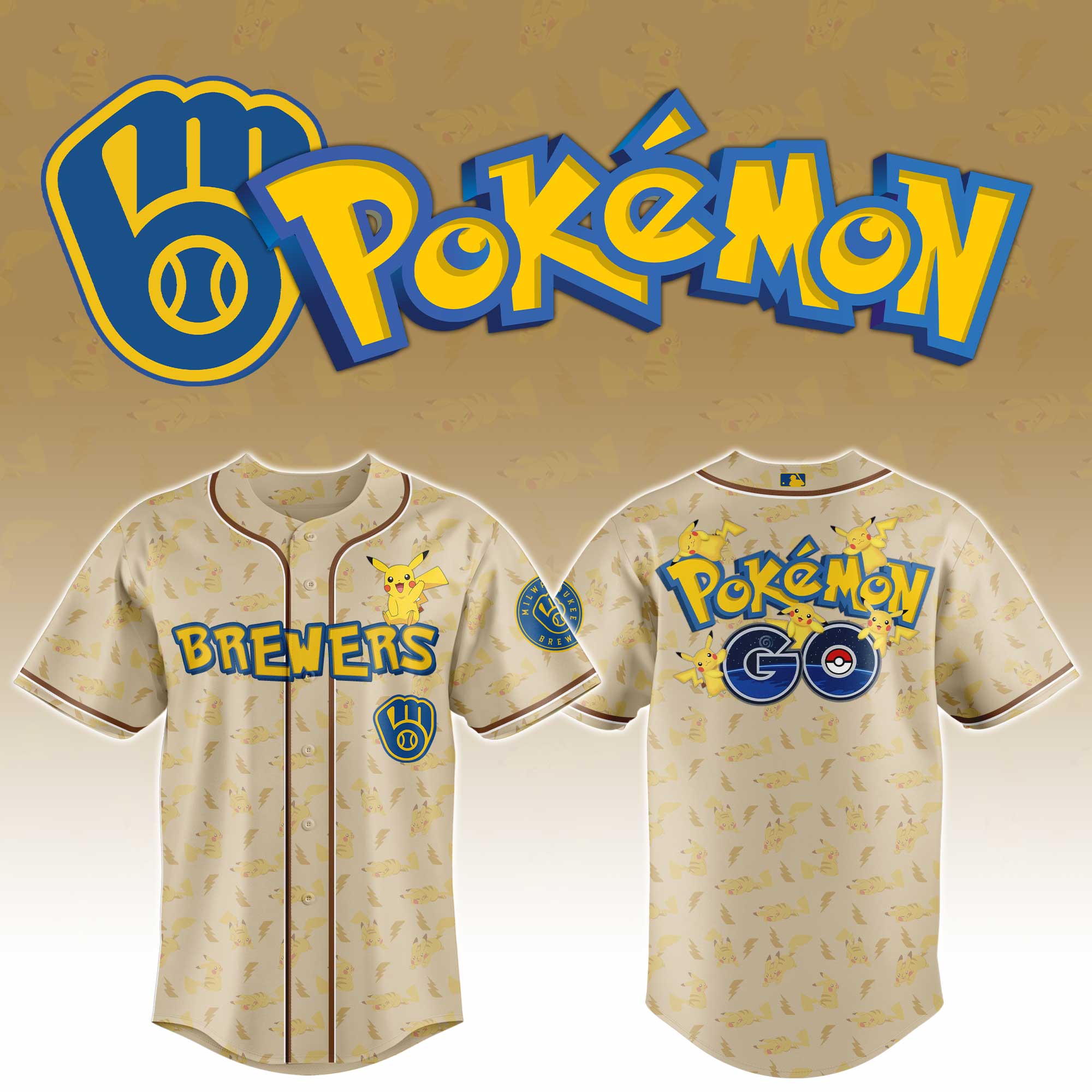 Milwaukee Brewers Mlb X Pokemon Go Custom Baseball Jersey