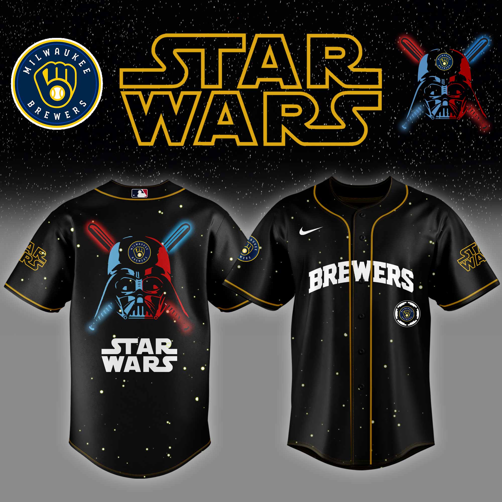 Milwaukee Brewers Mlb X Starwars Custom Baseball Jersey