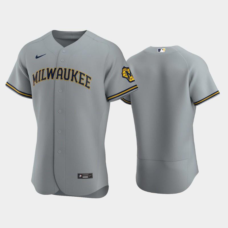 Milwaukee Brewers Road Team Gray Baseball Jersey Baseball Jersey 