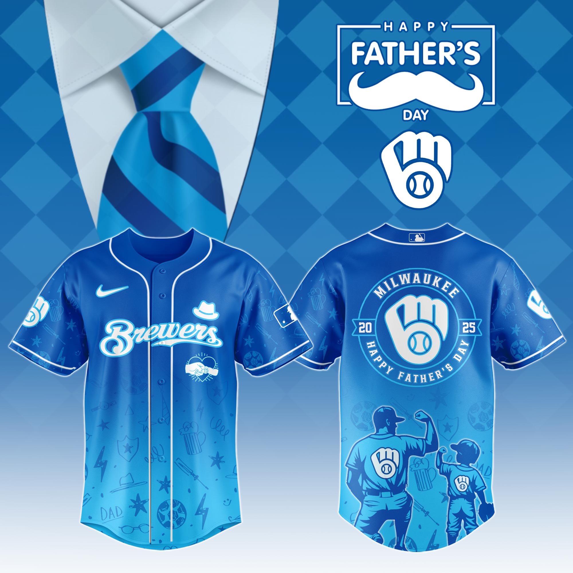 Milwaukee Brewers Special Father’s Day Limited Edition Custom Baseball Jersey