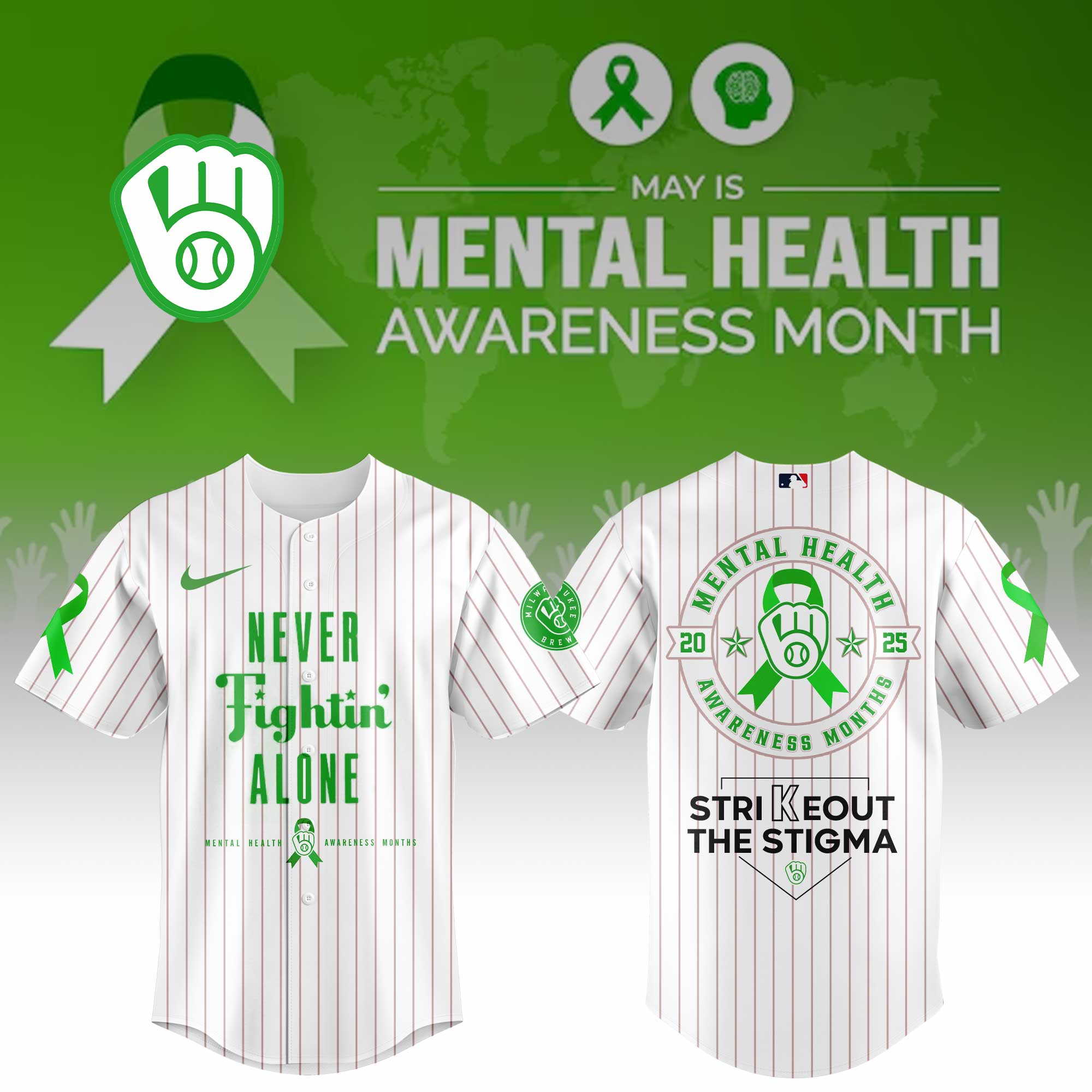 Milwaukee Brewers Special Mental Health Awareness Week Limited Edition Custom Baseball Jersey