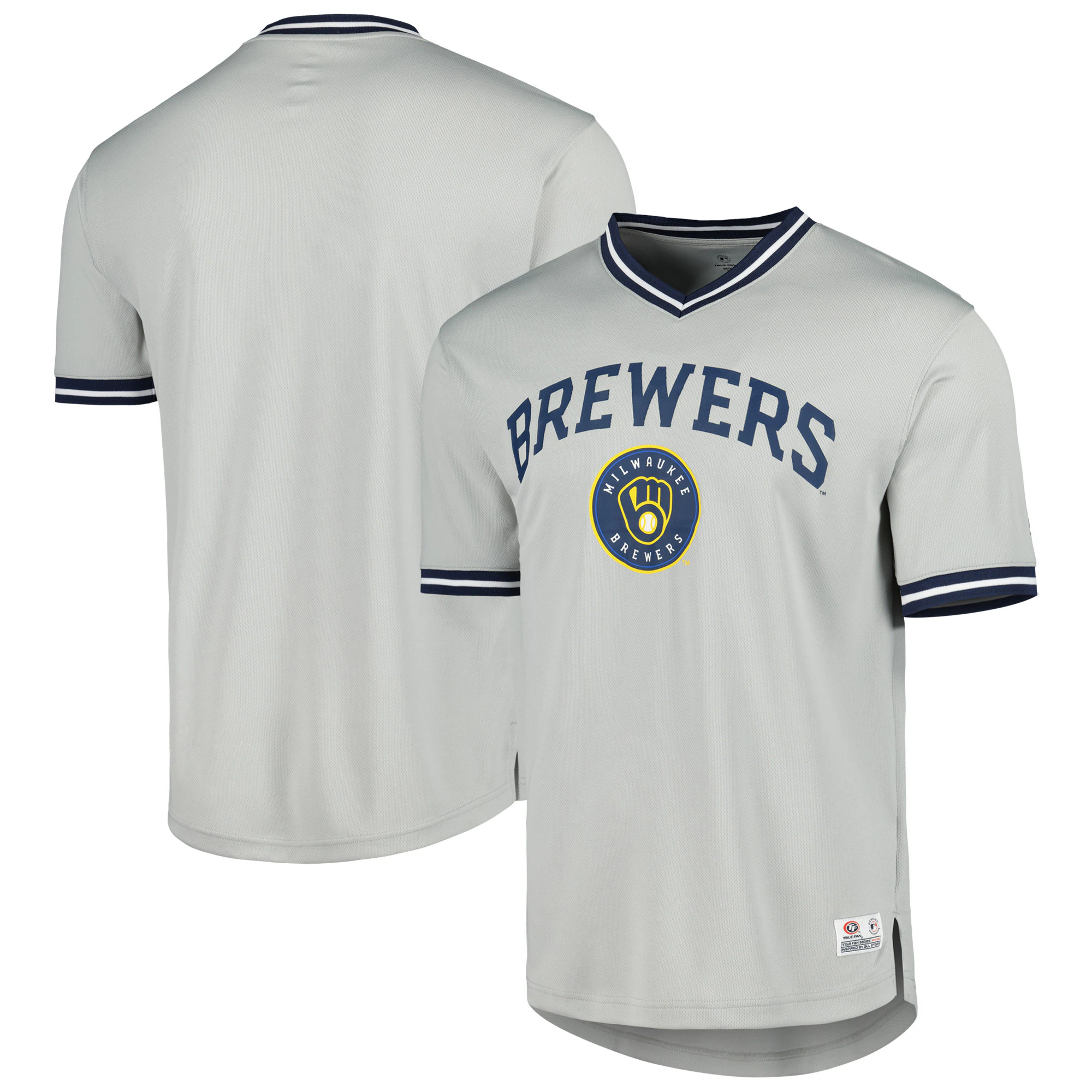 Alternative view of Milwaukee Brewers V-neck Baseball Jersey – Gray