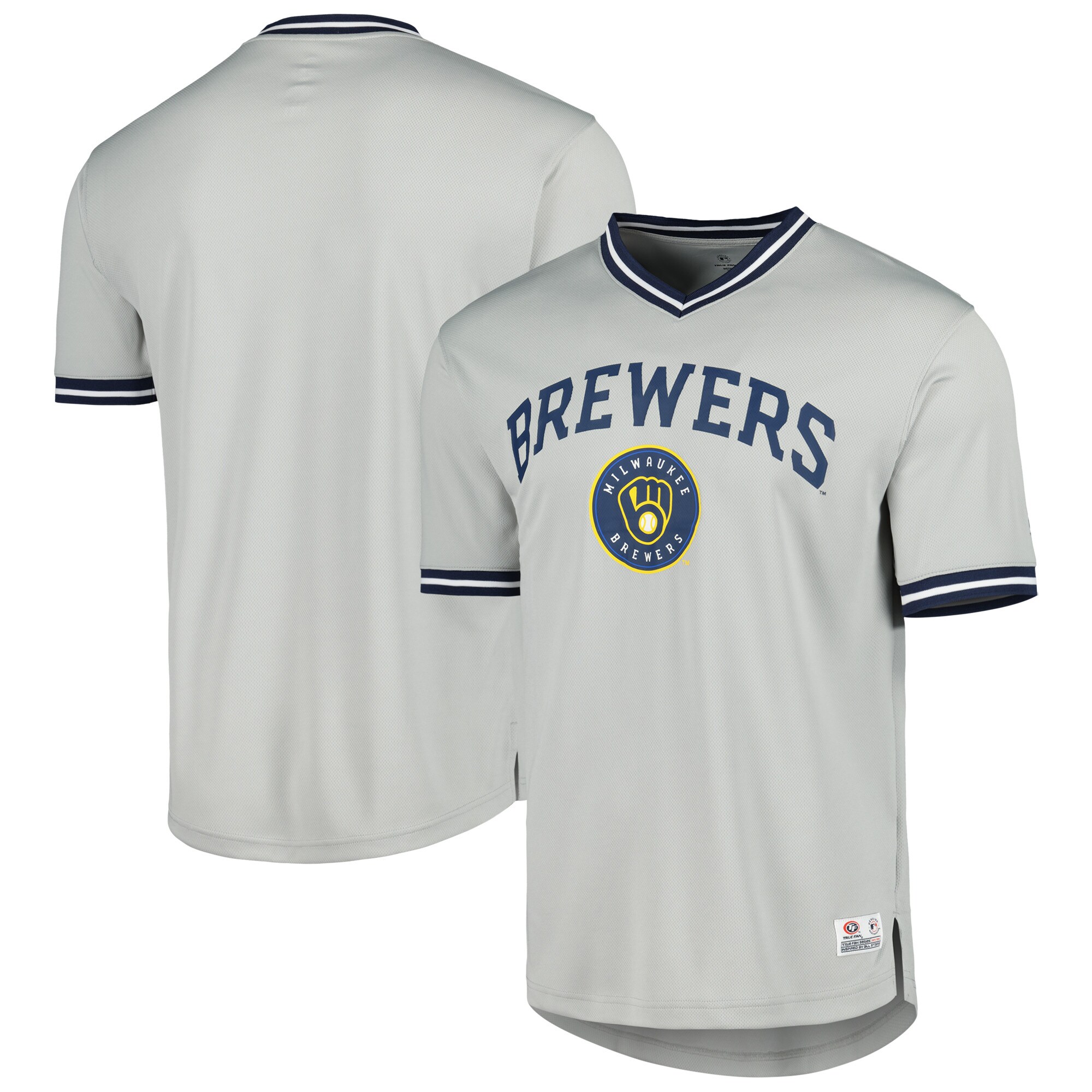 Milwaukee Brewers V-neck Baseball Jersey – Gray