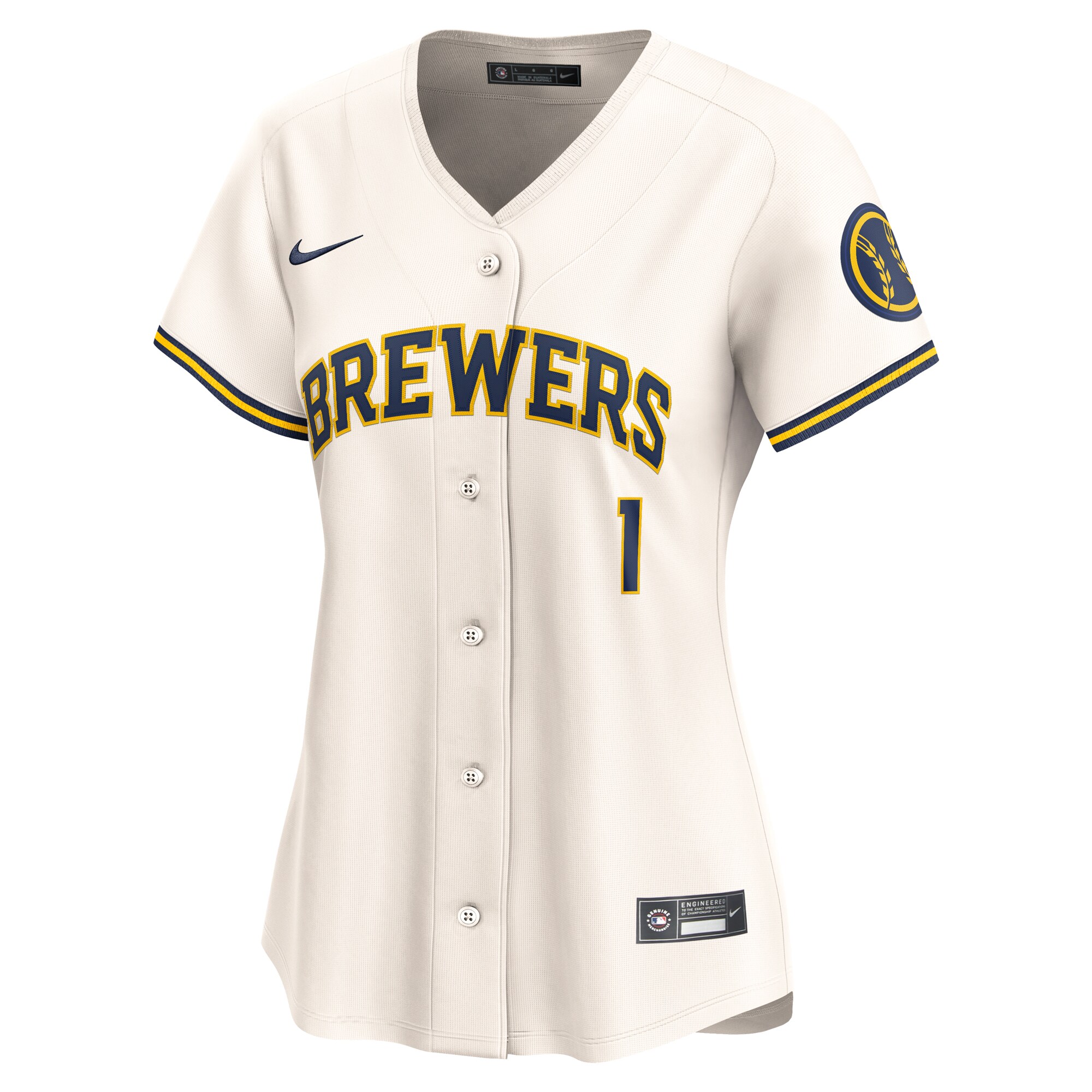 Alternative view of Milwaukee Brewers Women's #1 Mom Home Limited Baseball Jersey - Cream