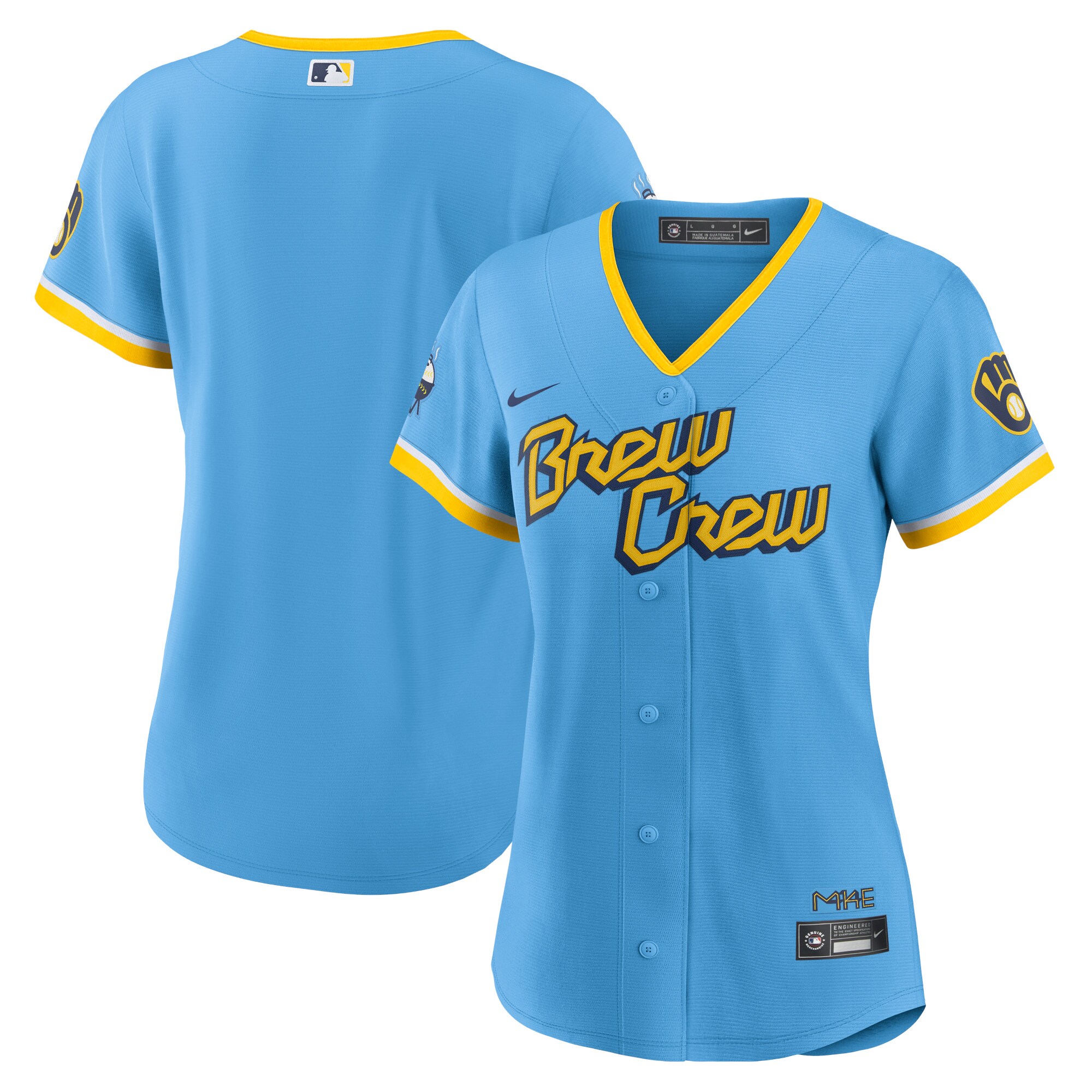 Alternative view of Milwaukee Brewers Women's 2022 City Connect Replica Team Baseball Jersey - Powder Blue