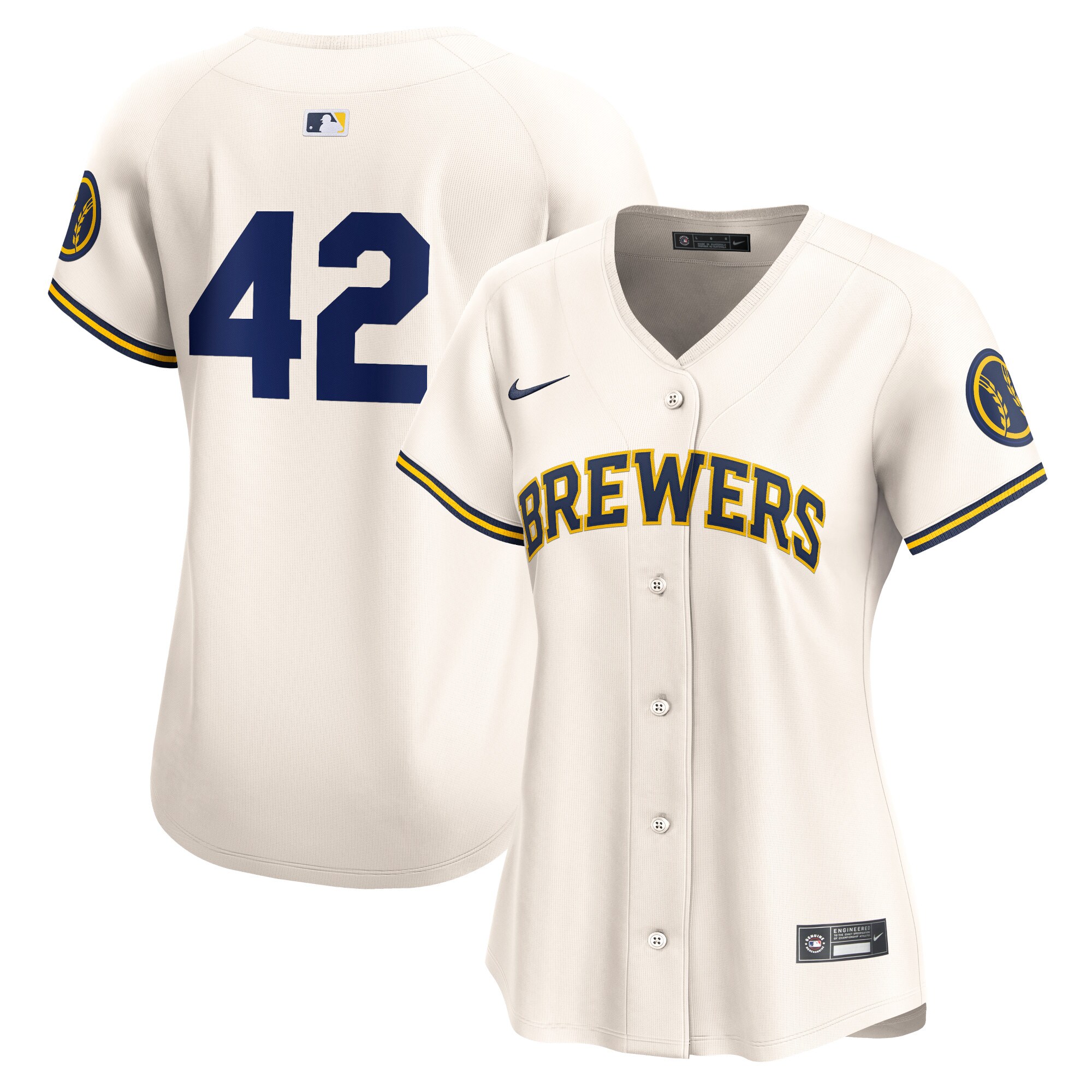 Milwaukee Brewers Women's 2024 Jackie Robinson Day Home Limited Baseball JerseyÃƒâ€šÃ‚Â ÃƒÂ¢Ã¢â€šÂ¬Ã¢â‚¬Å“ Cream