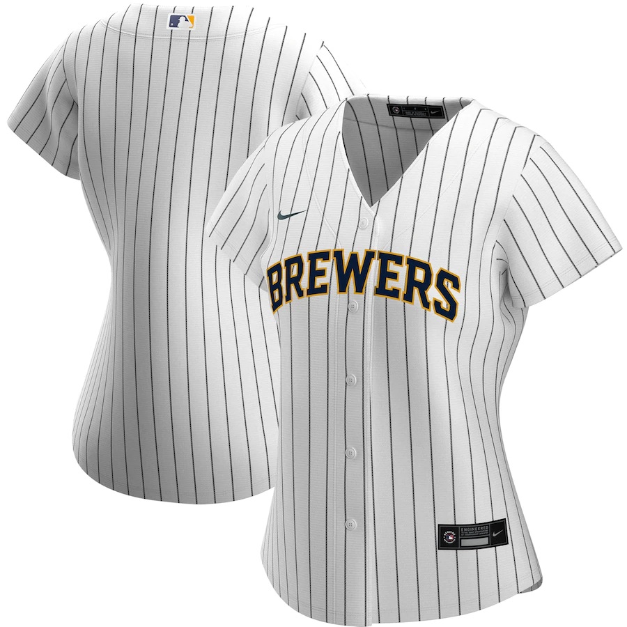 Milwaukee Brewers Women's Alternate 2020 Replica Team Baseball Jersey ÃƒÂ¢Ã¢â€šÂ¬Ã¢â‚¬Å“ White Navy