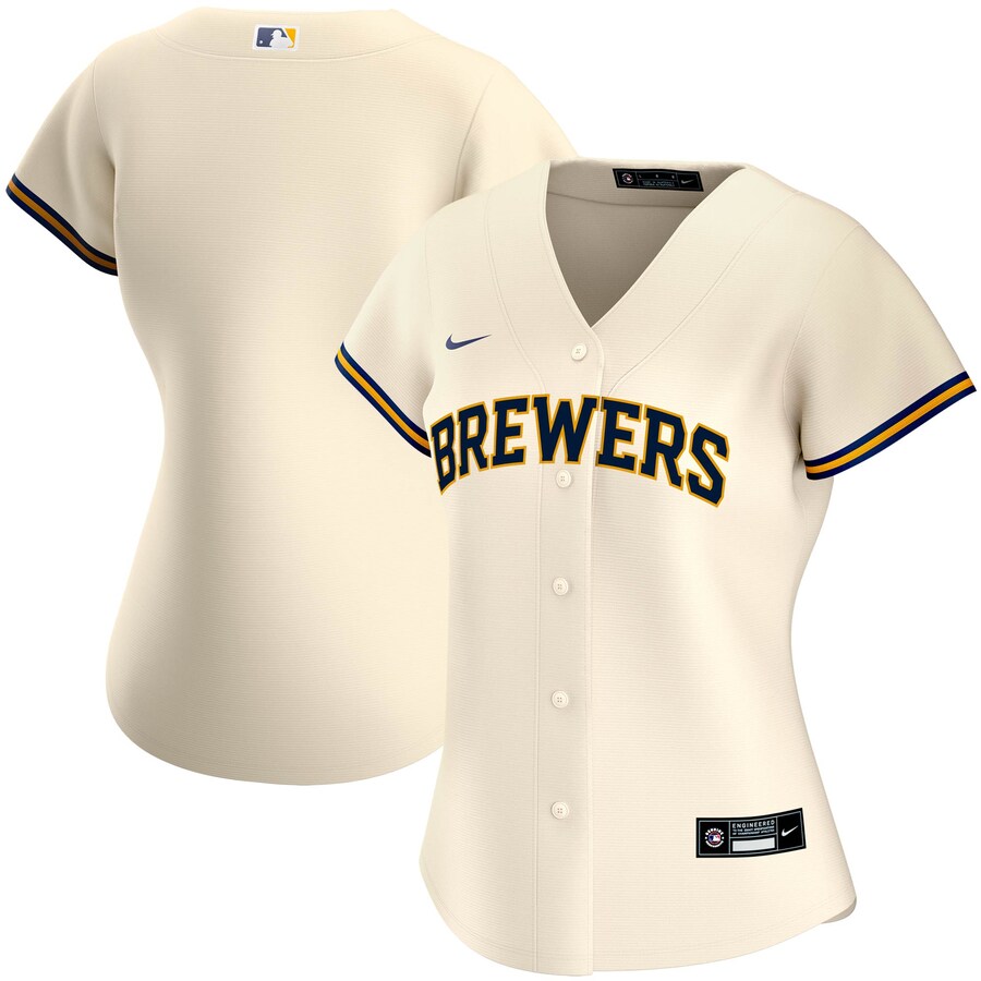 Milwaukee Brewers Women's Home 2020 Replica Team Baseball Jersey ÃƒÂ¢Ã¢â€šÂ¬Ã¢â‚¬Å“ Cream