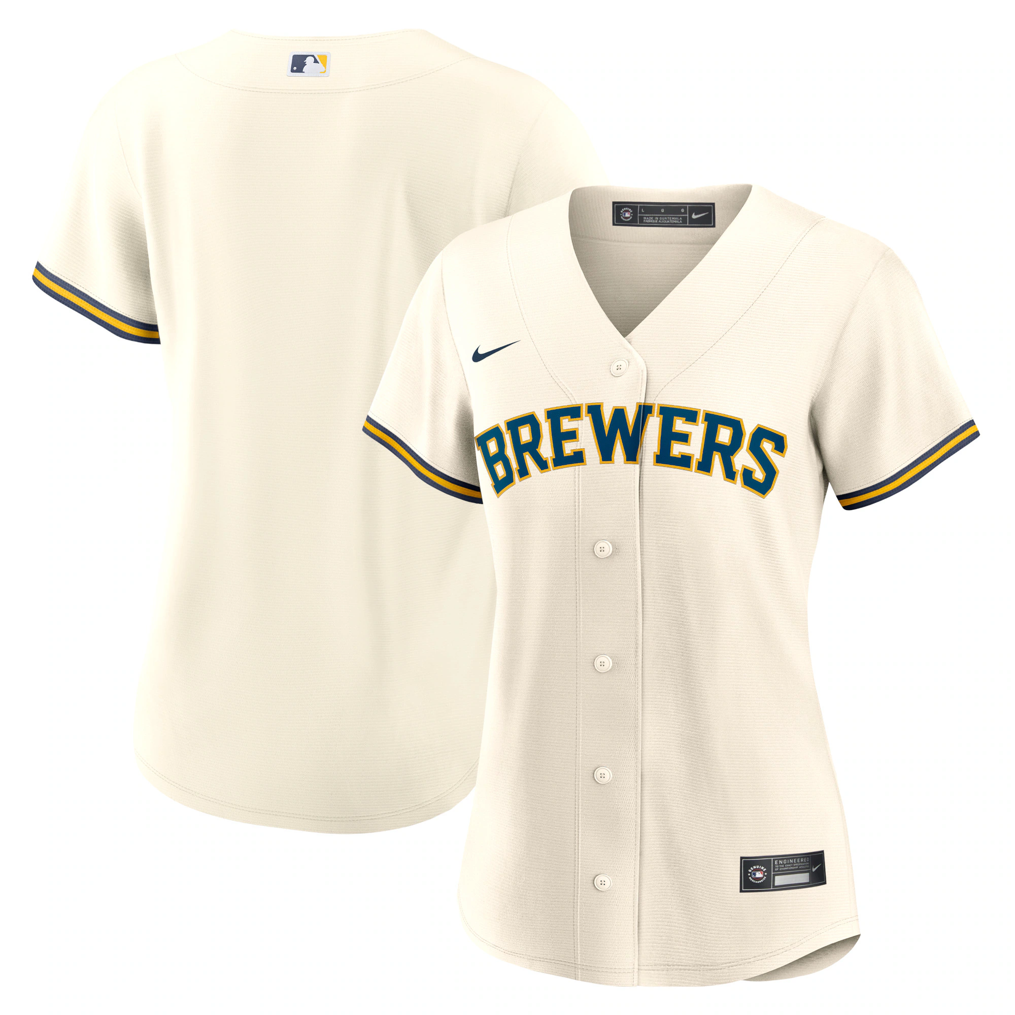 Milwaukee Brewers Women's Home Blank Replica Baseball Jersey - Cream