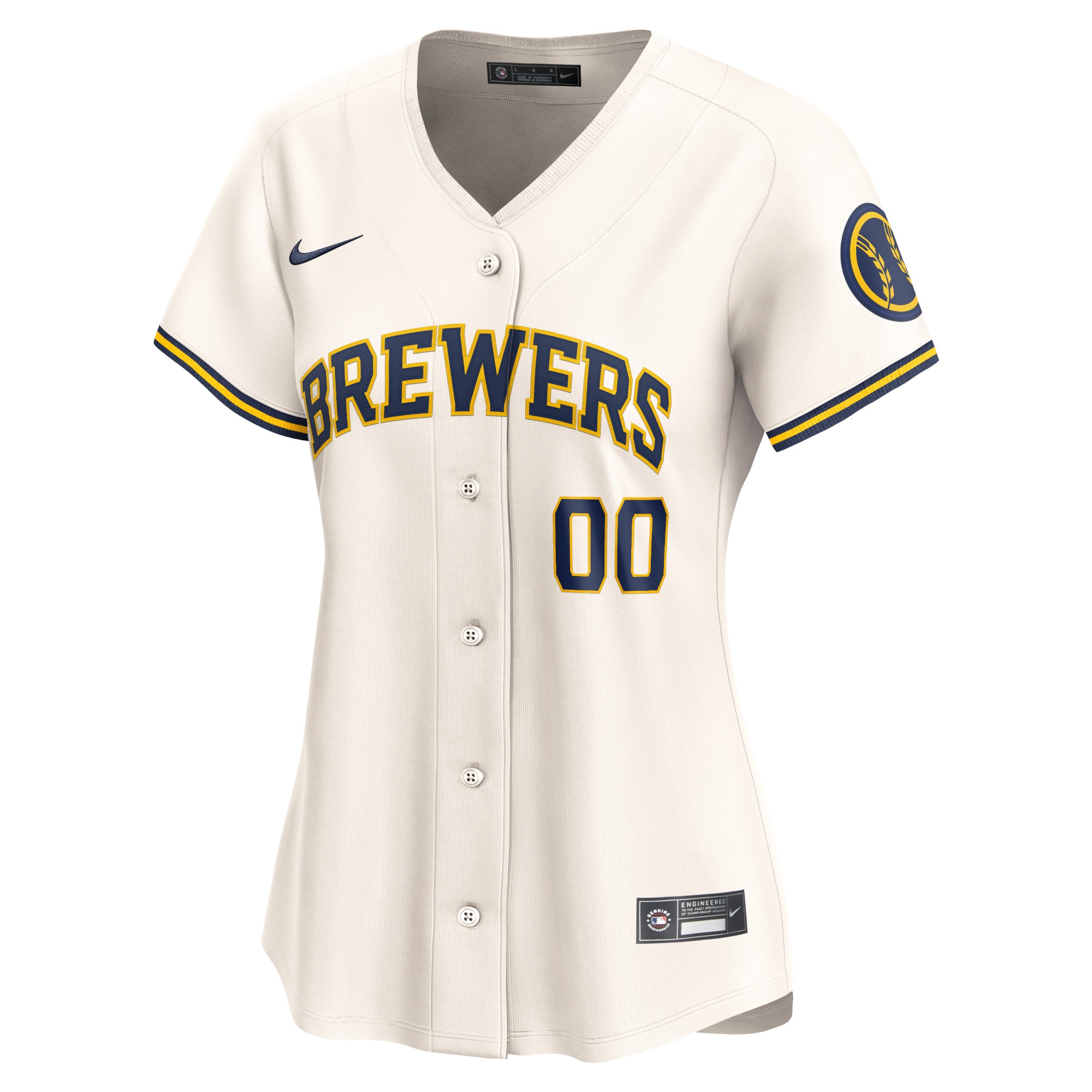 Alternative view of Milwaukee Brewers Women's Home Limited Custom Baseball Jersey - Cream