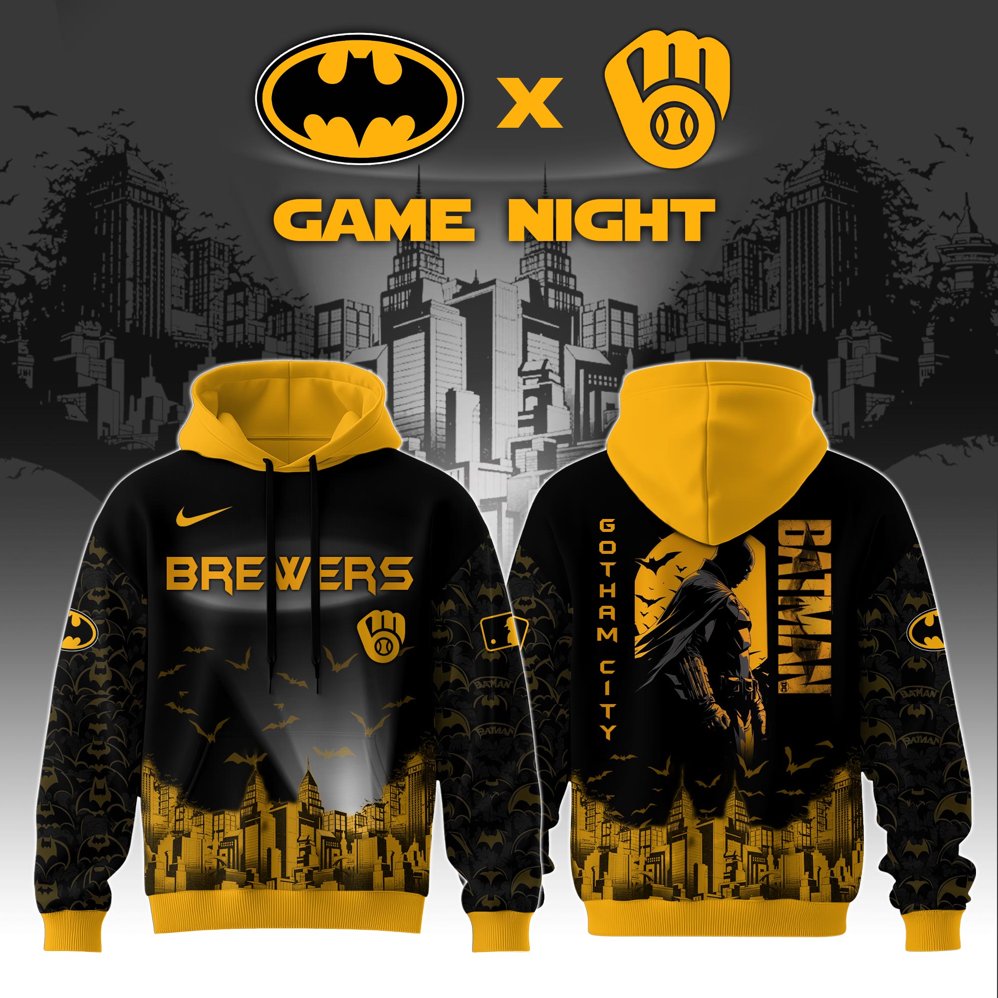 Milwaukee Brewers X Dc Batman Game Night 3d Custom Hoodie