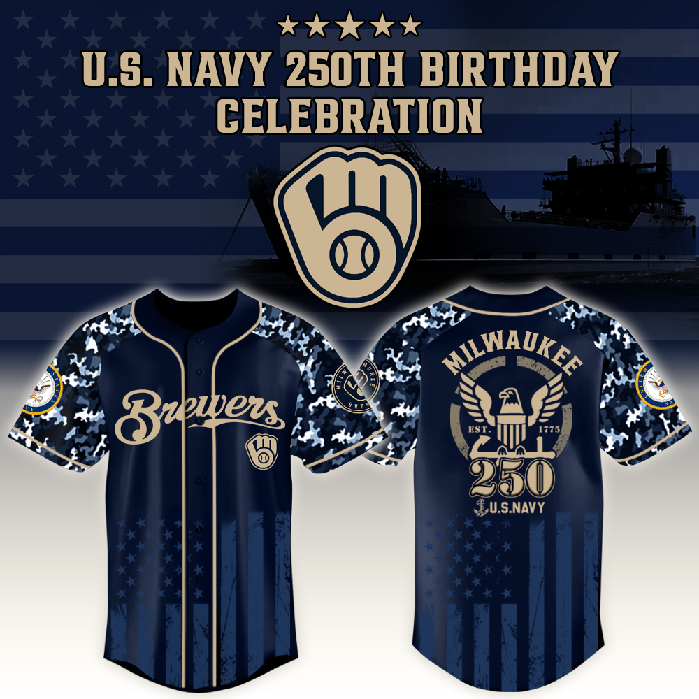 Milwaukee Brewers X Mlb Honoring 250 Years Of The U.s. Navy – Mlb Custom Baseball Jersey