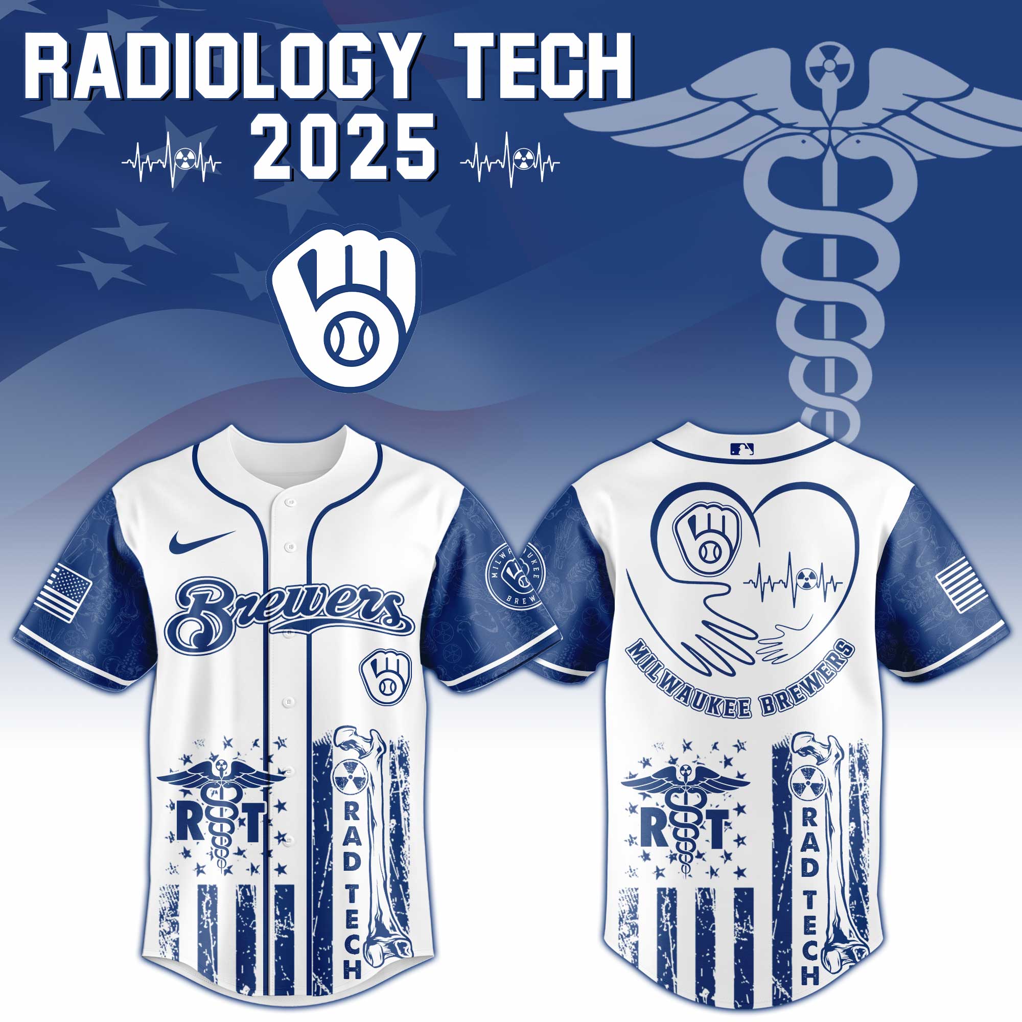 Milwaukee Brewers X Radiology Tech Night Exclusive Design Custom Baseball Jersey