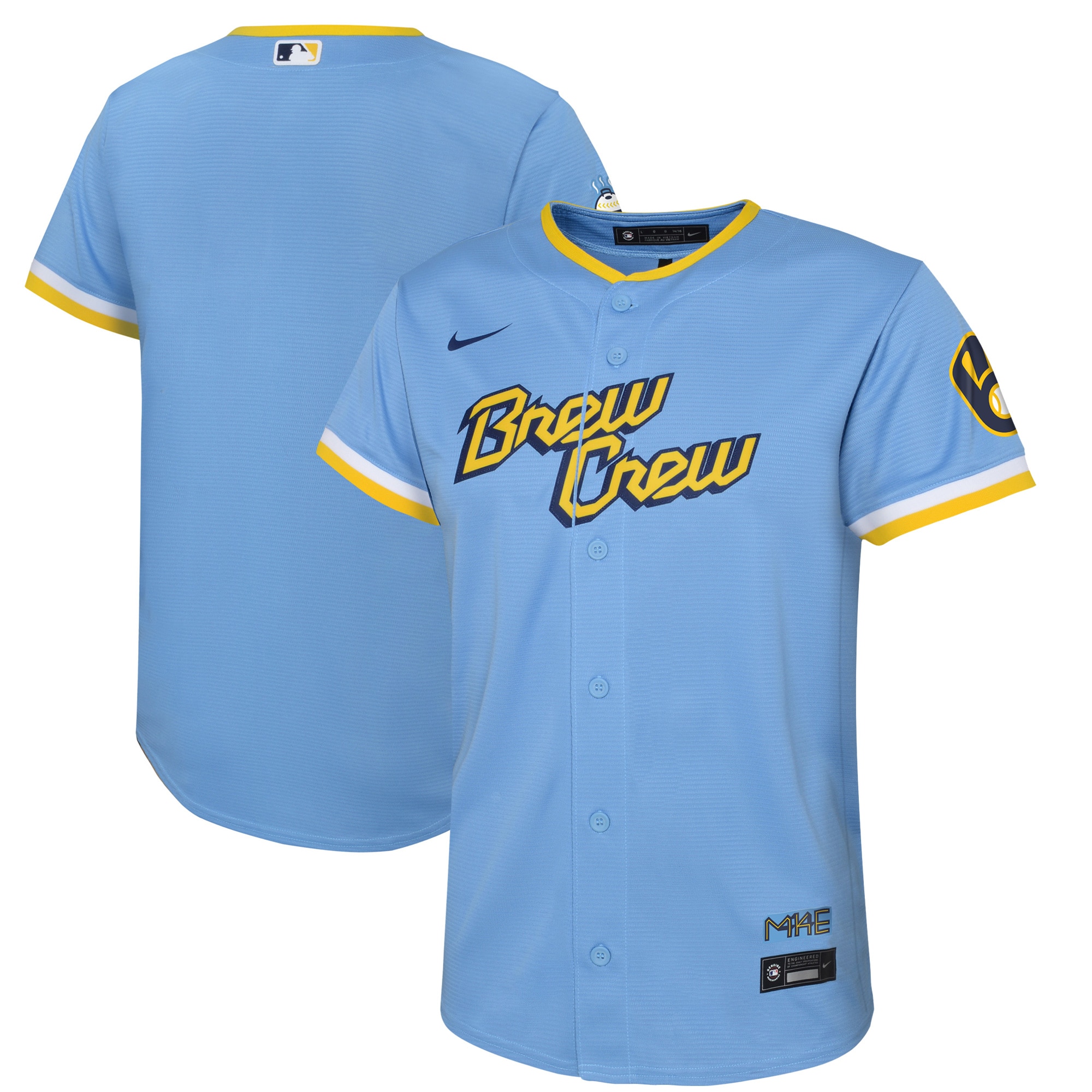 Milwaukee Brewers Youth 2022 City Connect Replica Team Baseball Jersey - Powder Blue