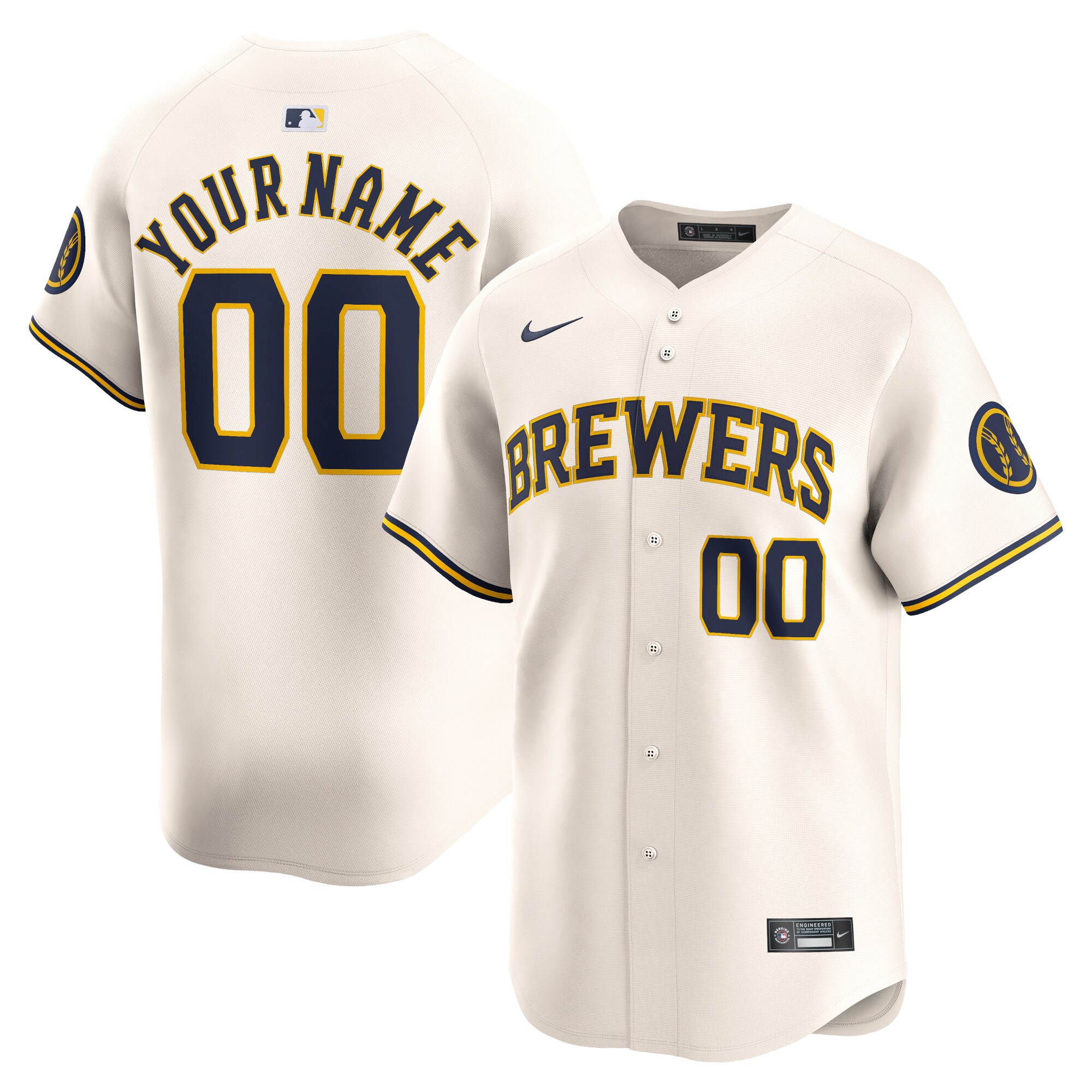 Milwaukee Brewers Youth Home Limited Custom Baseball Jersey - Cream