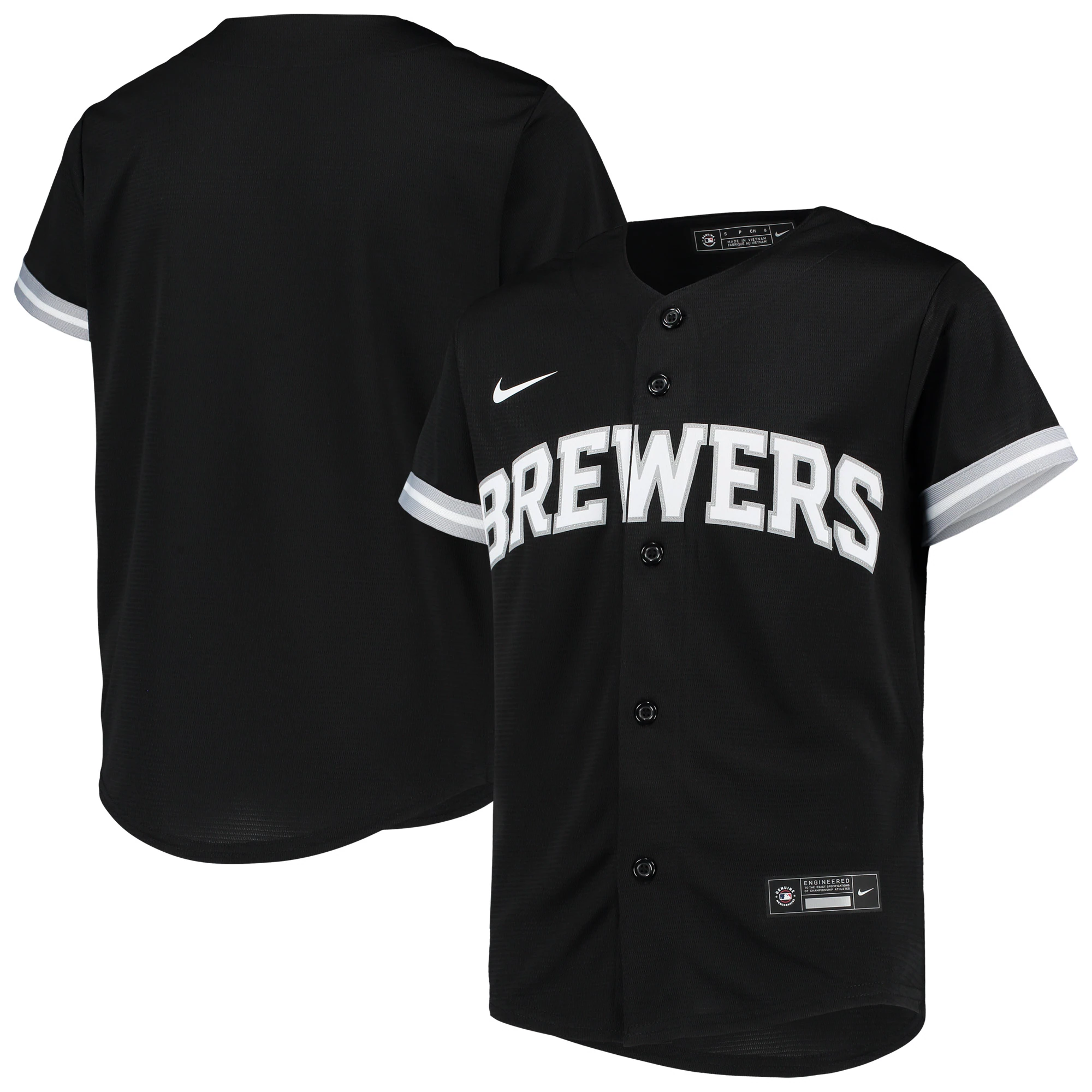 Milwaukee Brewers Youth Replica Team Baseball Jersey - Black/white