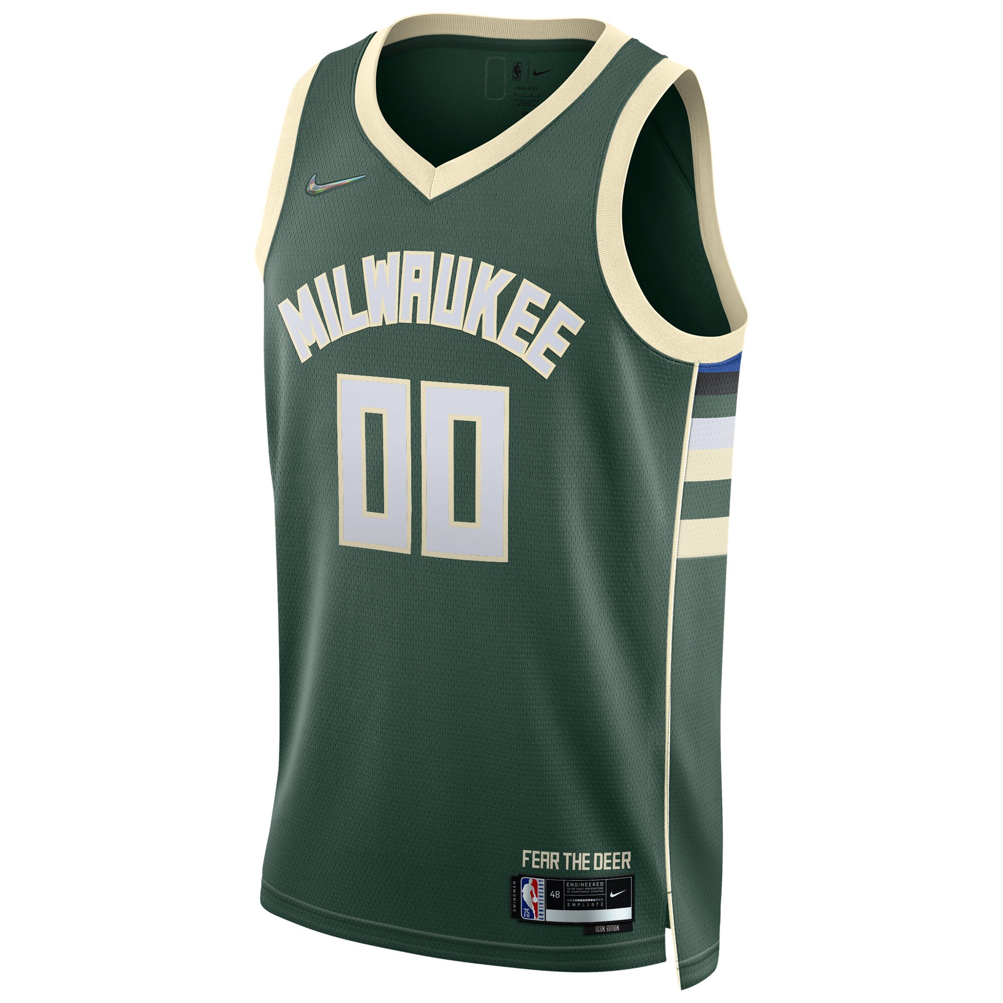 Alternative view of Milwaukee Bucks 2021/22 Diamond Swingman Custom Basketball Jersey - Icon Edition - Hunter Green