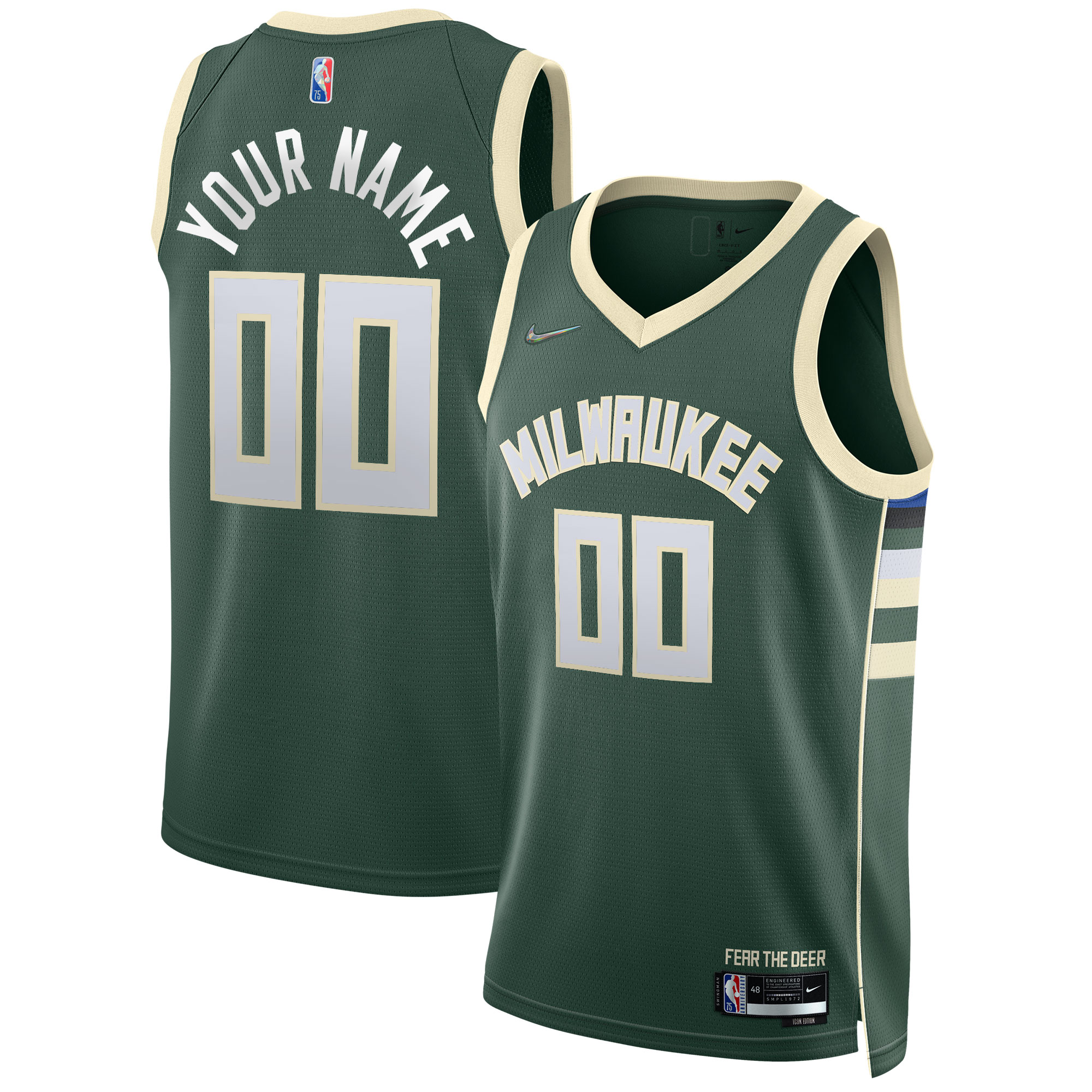 Milwaukee Bucks 2021/22 Diamond Swingman Custom Basketball Jersey - Icon Edition - Hunter Green