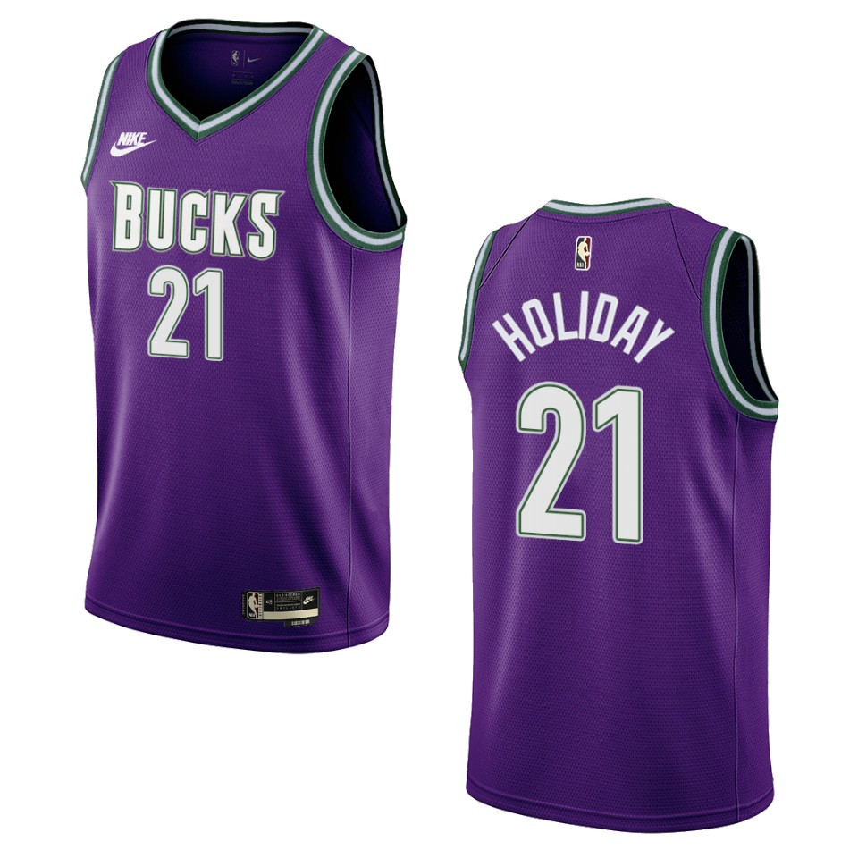 Milwaukee Bucks 2022-23 Classic Edition Jrue Holiday Purple Basketball Jersey Swingman